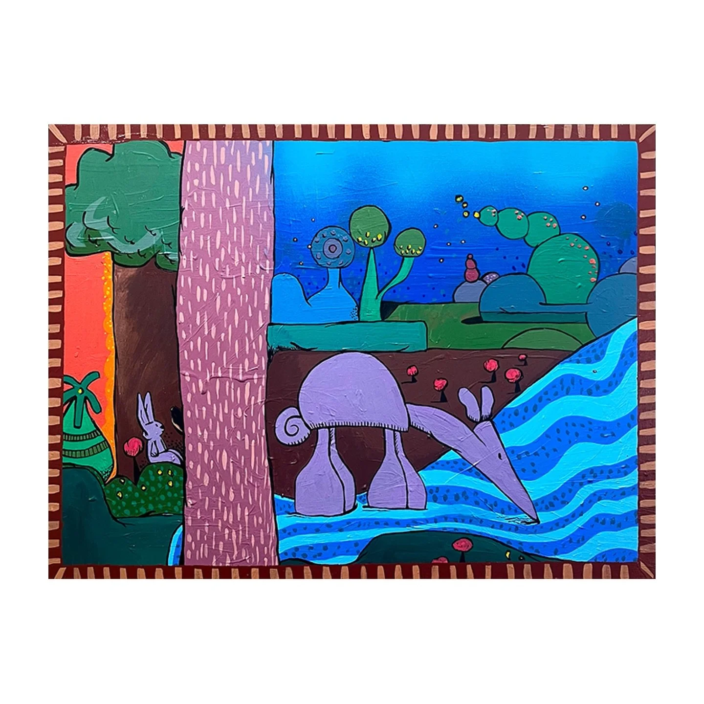 My studio is fertile 👌 Here are four acrylics paintings on wood panel. Each are 12x16&rdquo; and they were made in Aug-Sept of this year. Each are available, DM for info. 
Possible snapshots from an alternate dimension. 
&bull;
&bull;
&bull;
#comtem