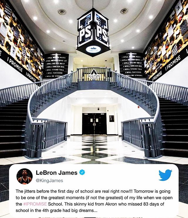 BRAVO to @kingjames - opening the doors of an elementary school he built for at-risk youth back in his hometown!! 👏🏾👏🏾 WOW!!! #morethananathlete #ipromise @espn #thetomboibrunch #becauseladieslovesportstoo #sportsentertainmentandmimosas #realityr