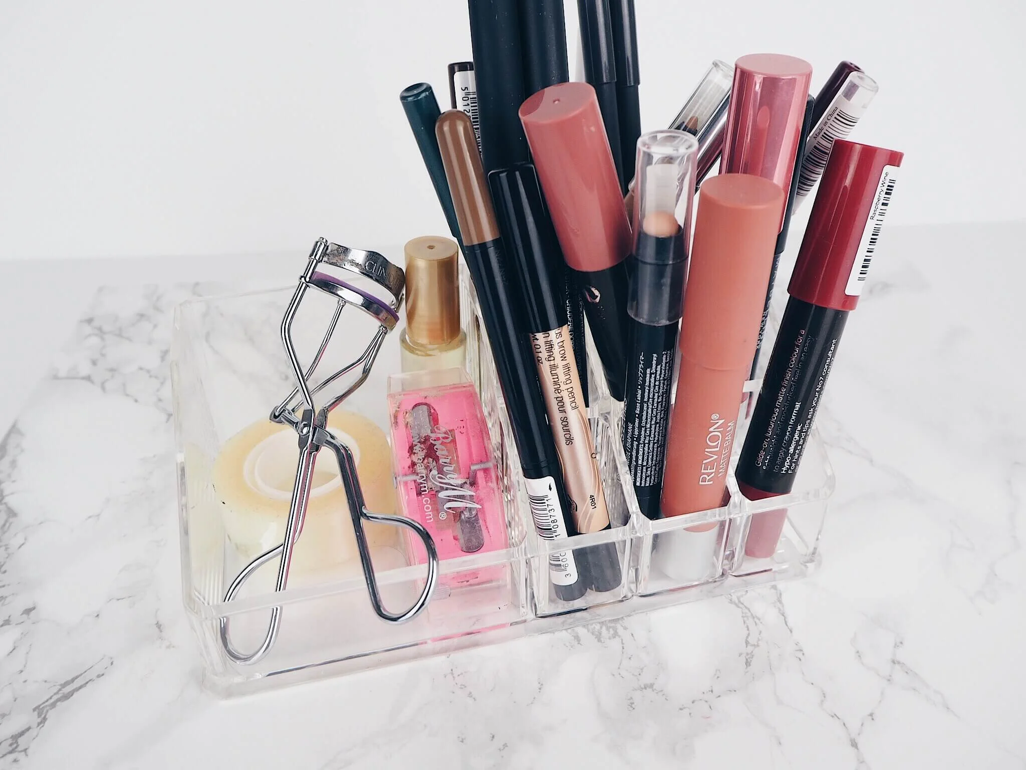 Makeup in cosmetics holder.jpg