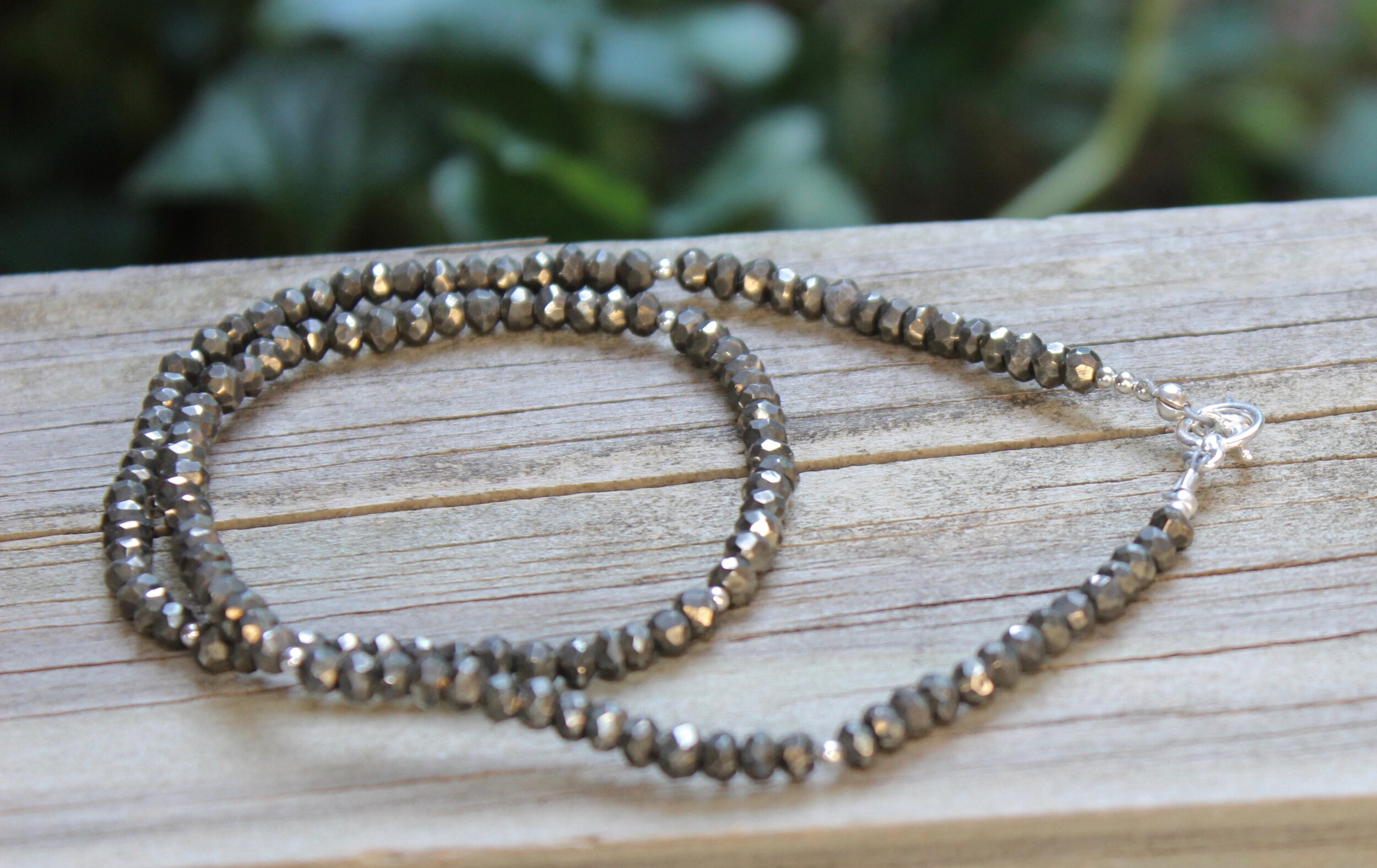 Pyrite and Sterling Silver Beaded Necklace — Chrissi Harmon Jewelry