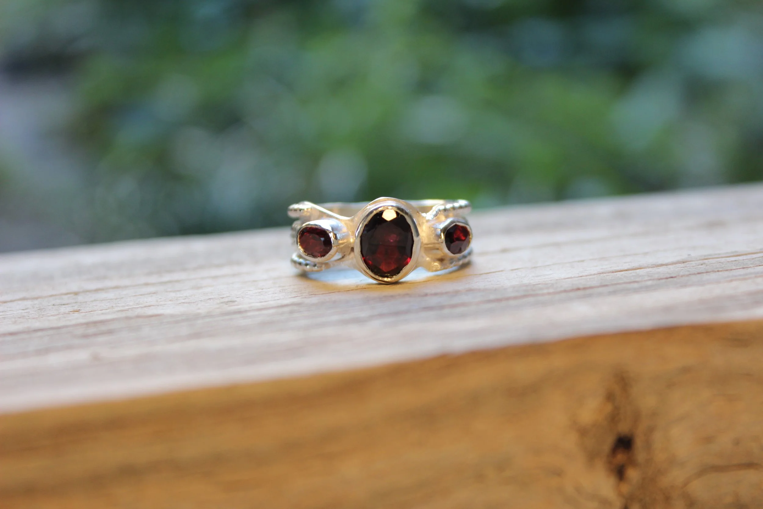 Triple Garnet Statement Ring