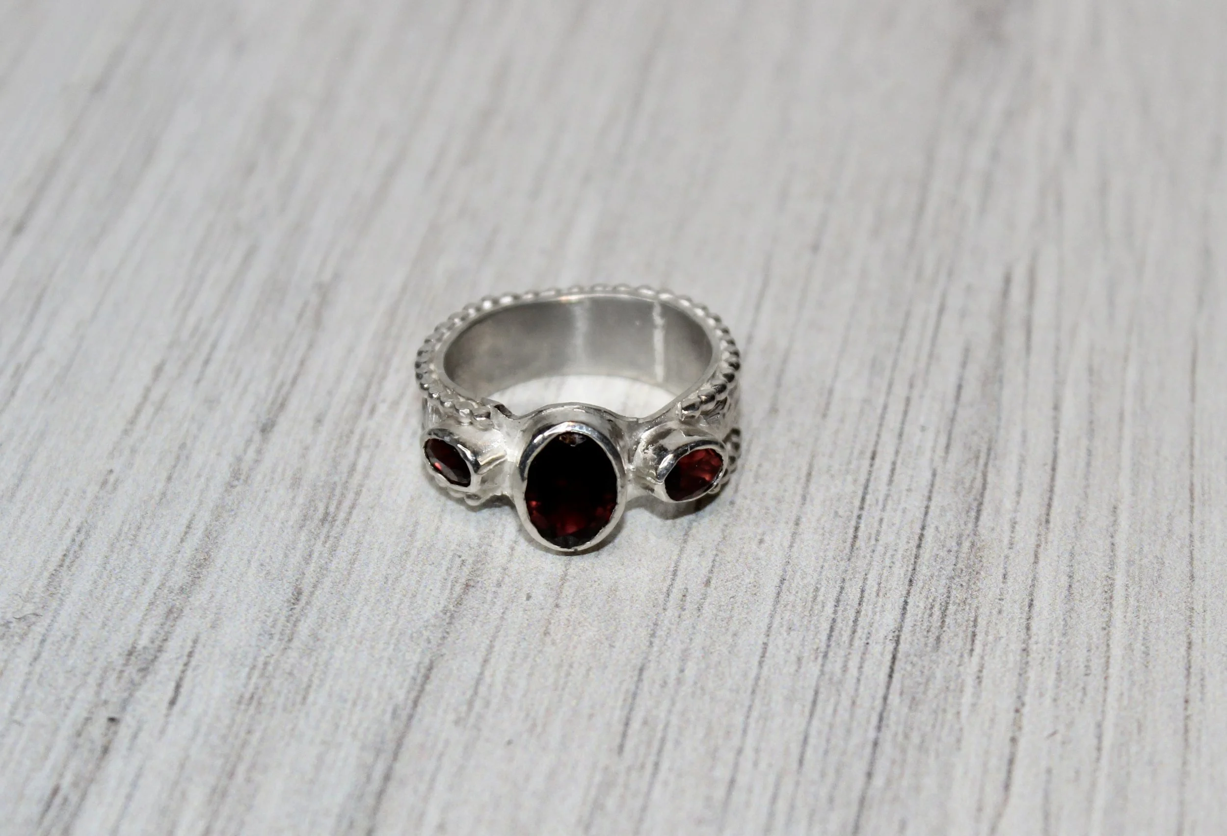 Triple Garnet Statement Ring