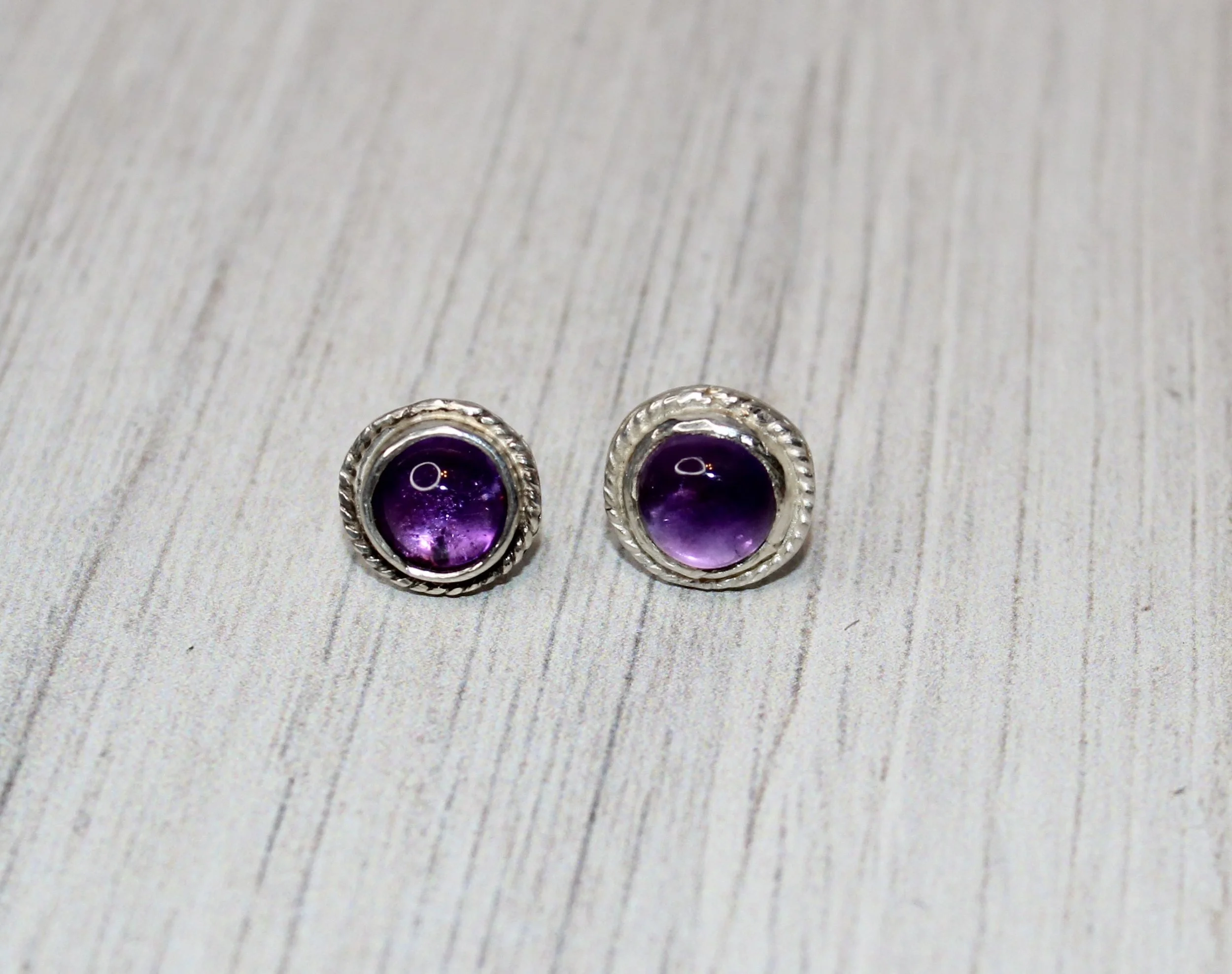 Amethyst Twist Stud Earrings