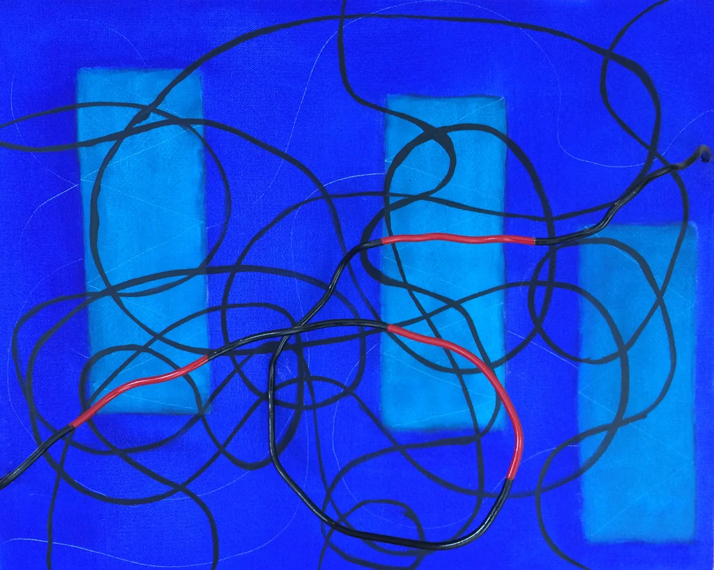 Next to Nothing (2013), 16 x 20 in , oil and wire