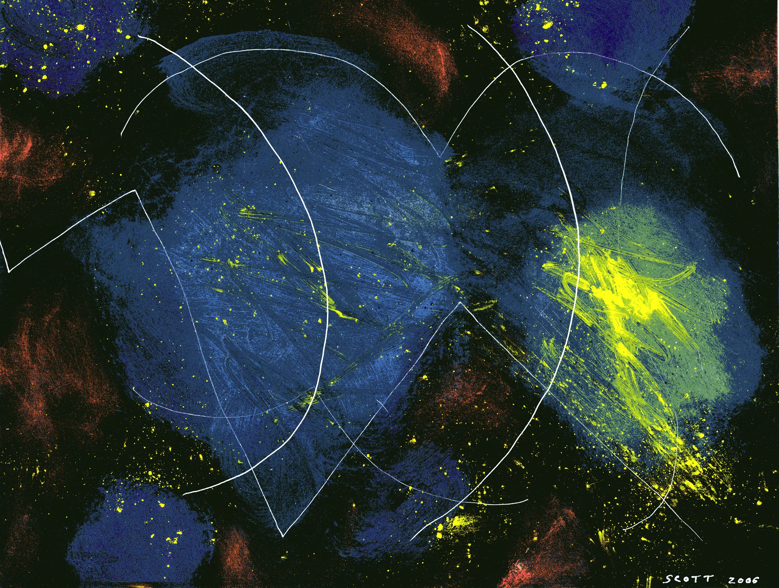 Three Forms in Space (2006), 8.5 x 11 in, mixed media on paper