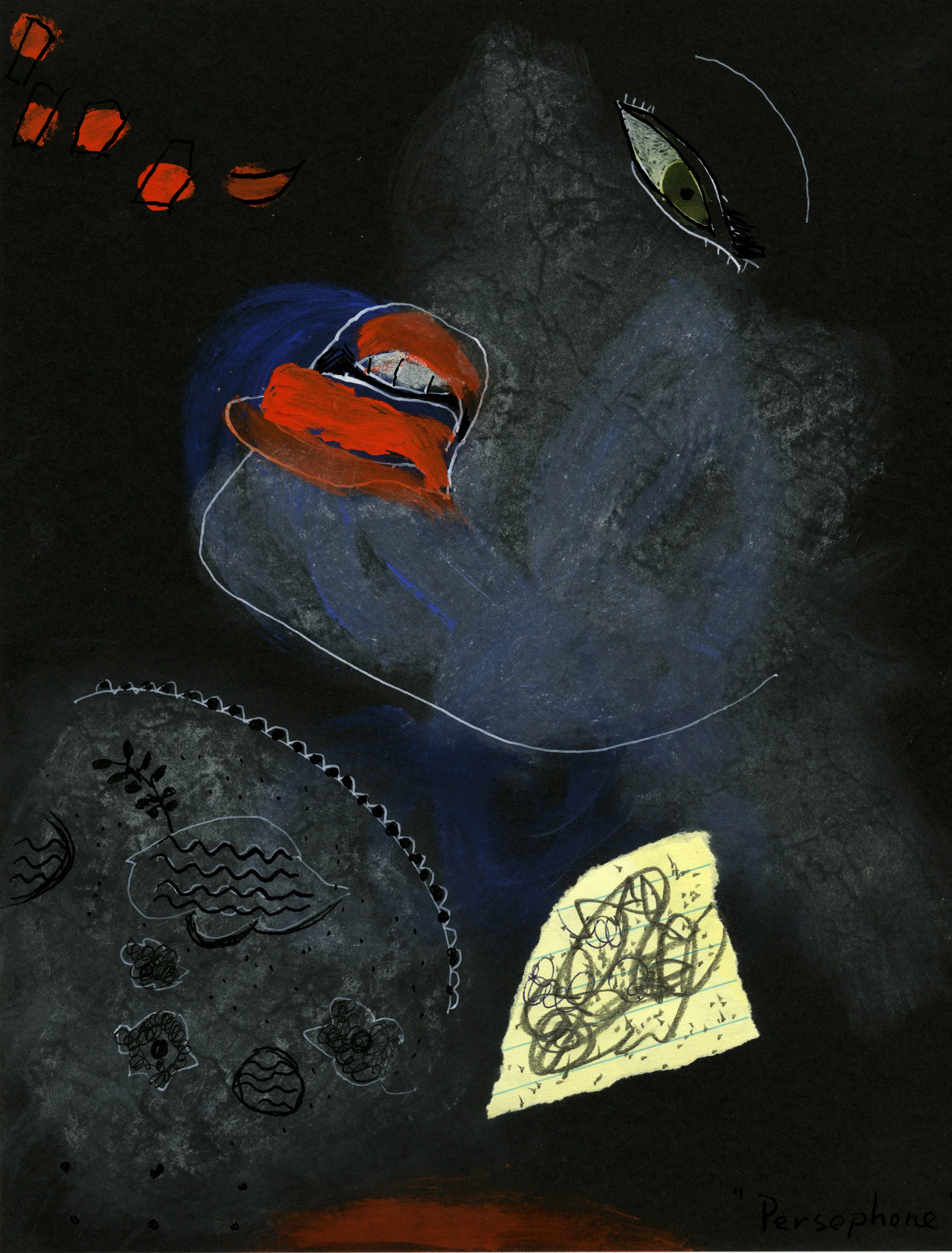 Persephone (2009), 11 x 8.5 in, mixed media on paper