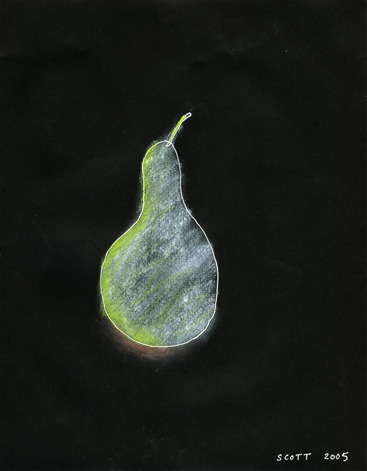   Single Pear  (2005), 11 x 8.5 in, mixed media on paper 