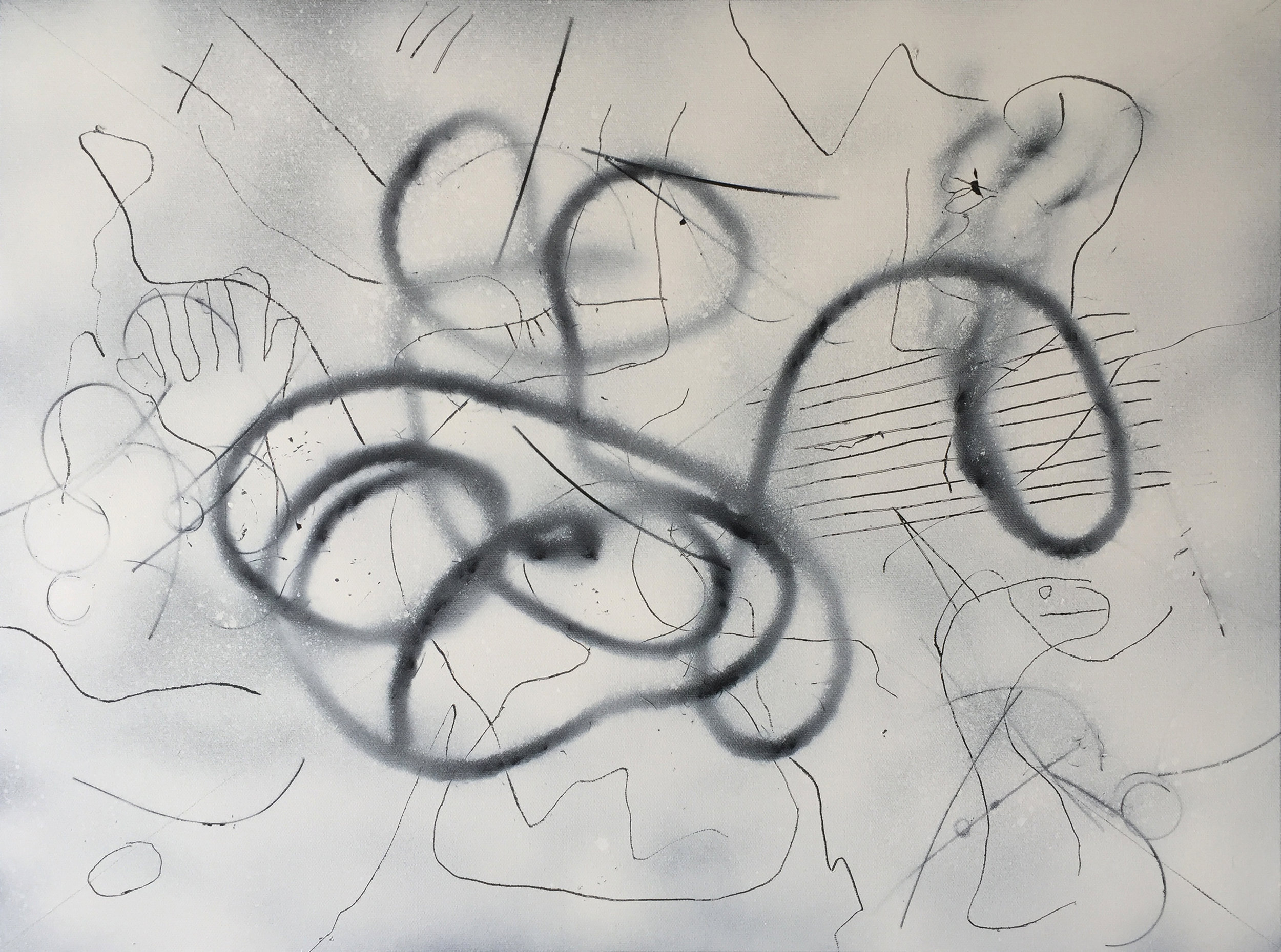 Arrangement with Paint and Rope #1, (2018), 18 x 24 in, Mixed on canvas 