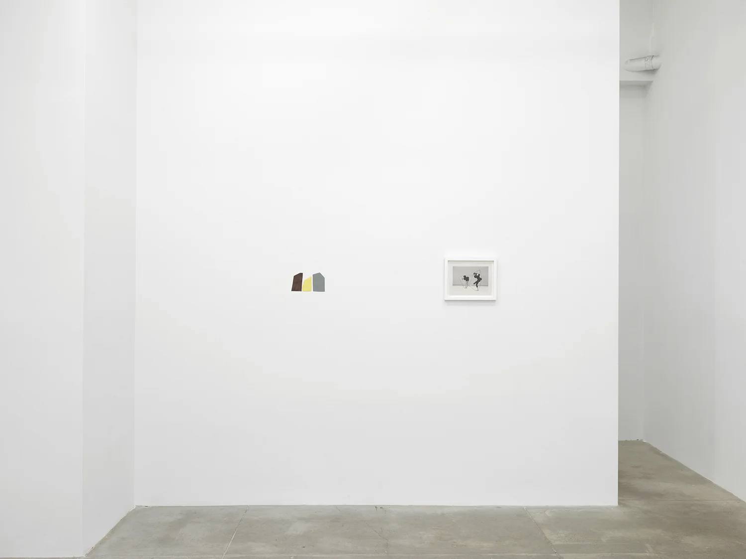 Press Release Andrew Kreps Gallery is pleased to present a solo exhibition by New York artist, Nancy Brooks Brody in the 535 West 22nd Street gallery. The exhibition, SUITES IN SPACE: Merce Drawings and Color Forms , features two new series of works. Merce Drawings are linear compositions executed on top of still photographic images of Cunningham performances, which foreground shapes made by the body as it traveled through space and time. To create Merce Drawings, Brody prints low-res images culled from the Internet onto newsprint. These photographs of dancers’ bodies capture a tilted head or a shift in weight to create fixed points that guide the visual plane. While Brody makes several prints of the same image, each unique work underscores the live act of drawing - the unpredictability and the inscription of movement onto time. The painting-objects, Color Forms, are further meditations on the impression a body leaves behind. For these works, Brody embeds enamel-painted shapes made of lead into shallow clefts carved directly into the wall. An extension of her life drawing practice, they are characteristic of Brody’s investment in transmissions, transitions and form. Brody creates painting, drawing and sculptural works in which the tension between precision and chance give way to a sense wonder. In this exhibition, she continues her consideration of abstract forms inspired by traces of corporeality. Nancy Brooks Brody was born in New York, where she lives and works. She has exhibited two solo shows at Virgil de Voldere Gallery, New York. Selected groups exhibitions include Brooklyn Museum, New York; La Mama La Galleria, New York; FRAC Haute-Normandie, France; White Columns, New York; Slingshot Project, Brussels; Artists Space, New York; Vera List Center for Arts and Politics, New York and The Drawing Center, New York. Nancy Brooks Brody has been a member of the queer women’s collective, fierce pussy, since 1991. Alhena Katsof Image: Nancy Brooks Brody, Installation View, SUITES IN SPACE: Merce Drawings and Color Forms, 2014.
