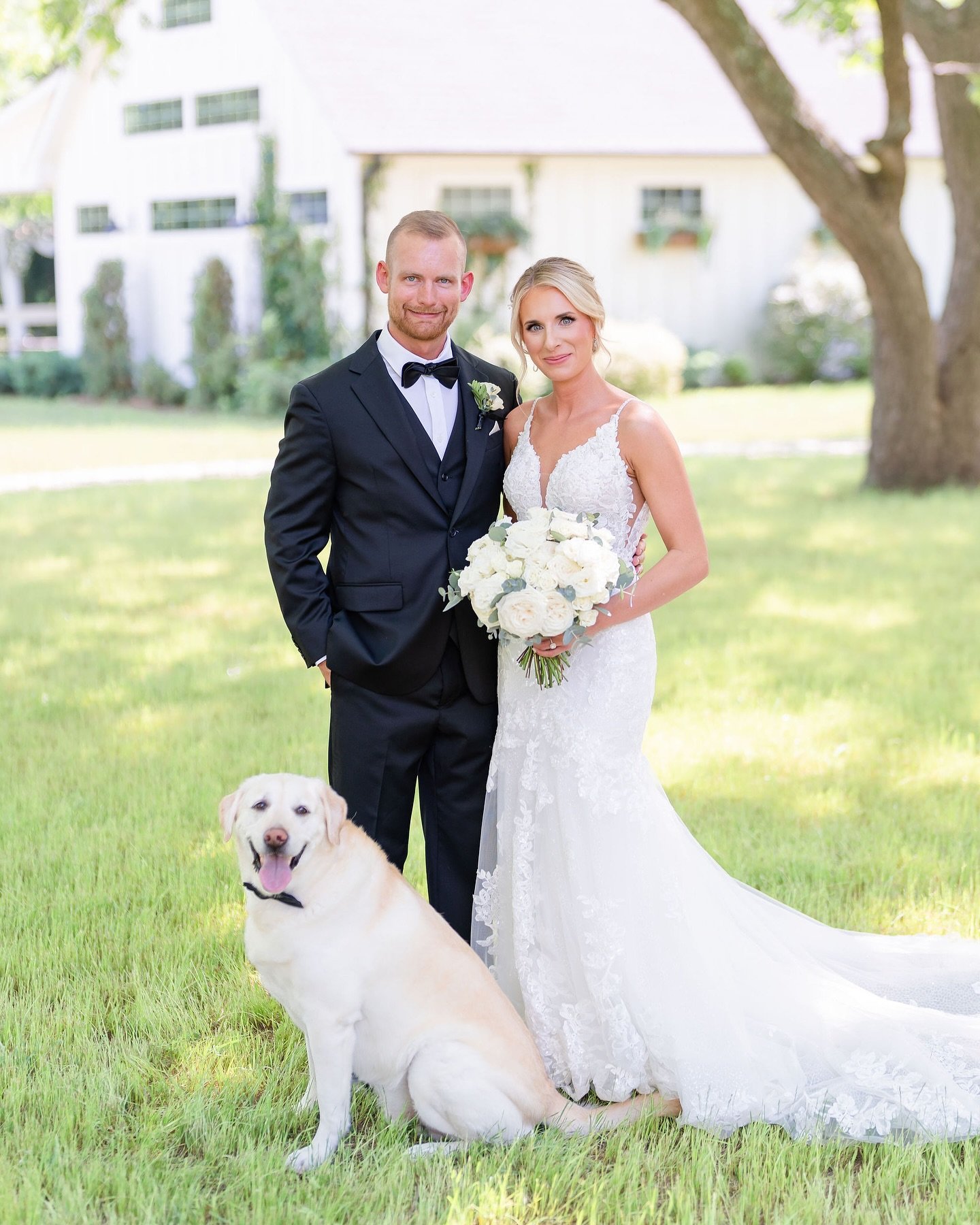 This wedding was pawfect 🐾🤍

Photography @luisa.and.douglas 
Planner @emeraldandivyweddings 
Florist @theroguerose_dallas 
Hair @teasetopleasehairandmakeup 
Catering @hutchins_bbq @hutchinsbbqmckinney 
Rentals @fivestareventservices 
Linens @amline