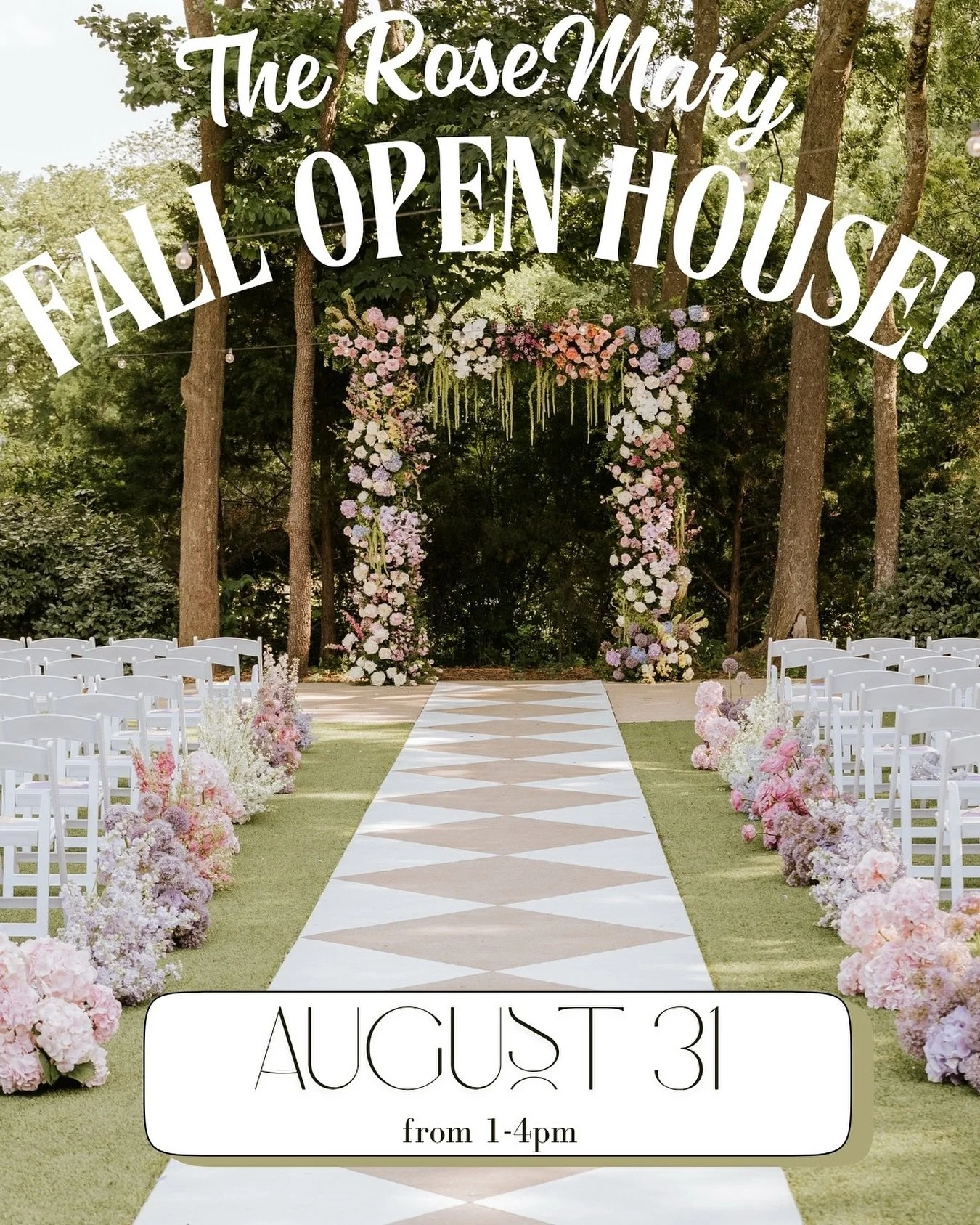 Calling all future brides! 💍 Come fall in love with The RoseMary at our Open House on August 31 from 1&ndash;4pm. You won&rsquo;t want to miss the inspiration, vendors, and dreamy details waiting for you! 🤍

We can&rsquo;t wait to see you all there