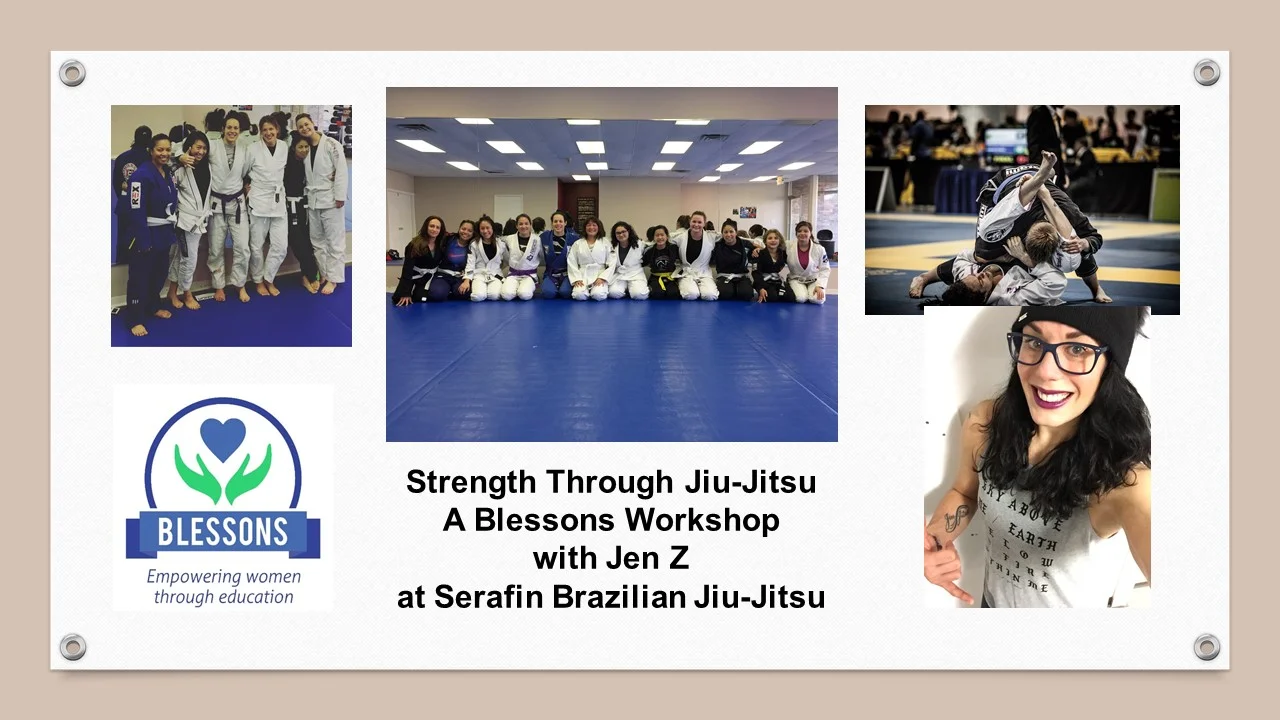 Fantastic Jiu-Jitsu workshop with Jen Z on behalf of Blessons on Sunday, Feb. 25th, 2018! Jennifer and Candy, her amazing student, put us through the rigors of Jui-Jitsu and helped us attendants feel confident to be able to defend ourselves in situations that unfortunately we should be prepared to deal with. Jennifer is an incredibly motivated individual! In addition to having a purple belt in Jui Jitsu and being an instructor, and competitor, Jennifer is a proprietor of a Spa in Evanston - Jen Z's Beauty Services, Inc.! Check her out at http://www.jenzanotti.com/ 🚺🥋💪🏼