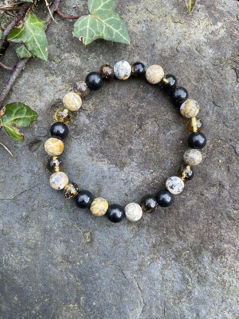 2025 Men's Bracelet Shungite Golden Merlinite Amber3.JPG