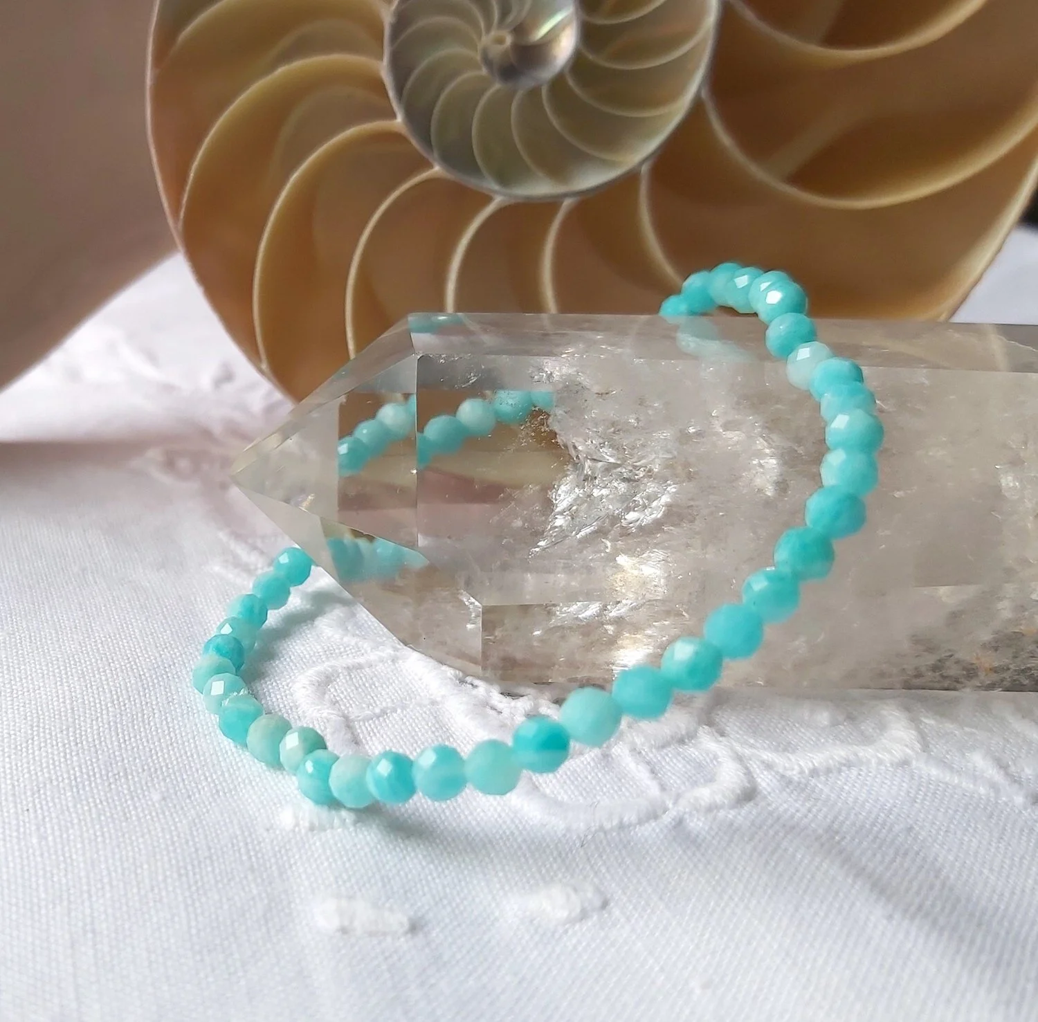 Amazonite Faceted Bead Bracelet 4mm