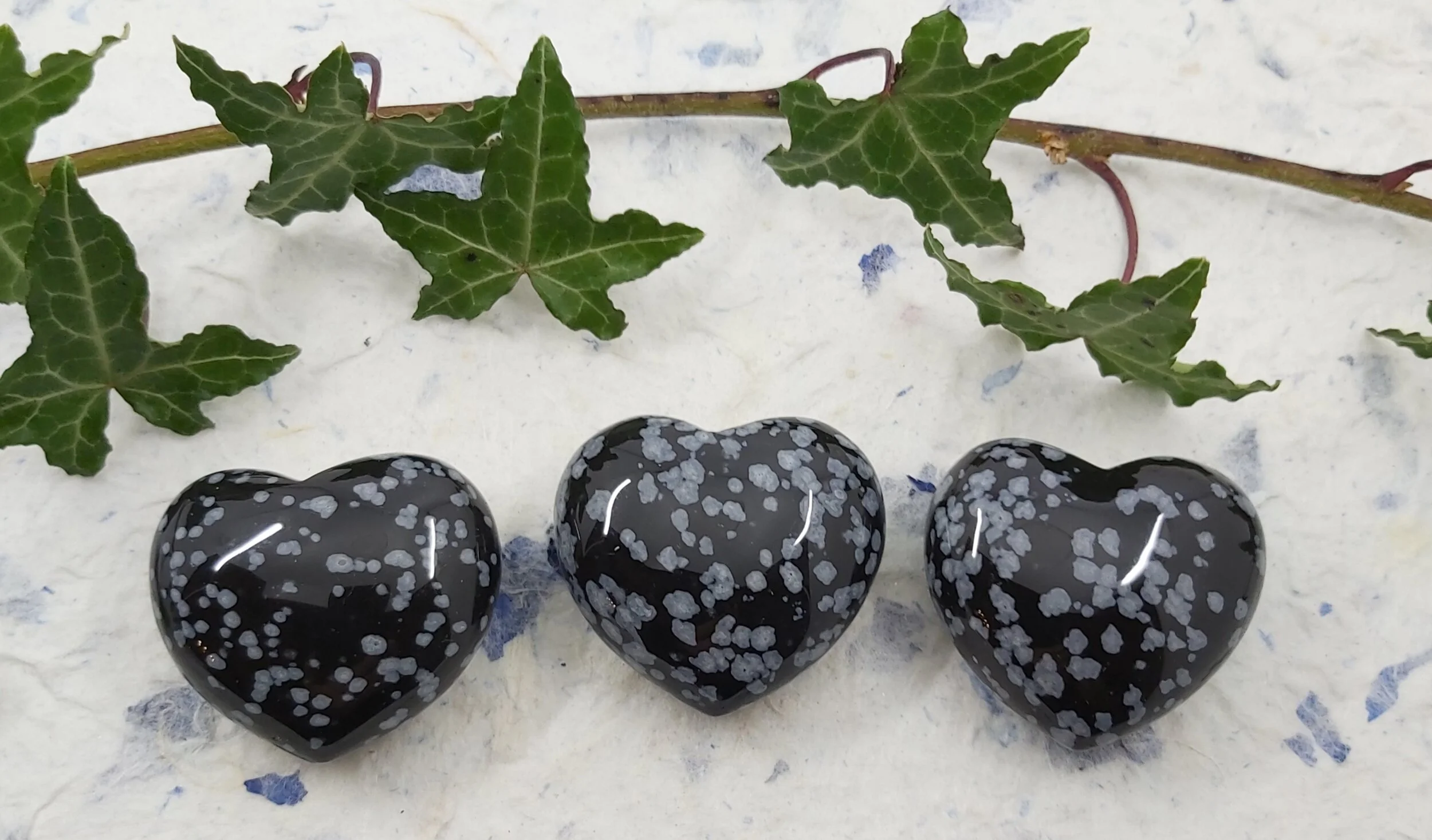 Snowflake Obsidian Heart 40mm