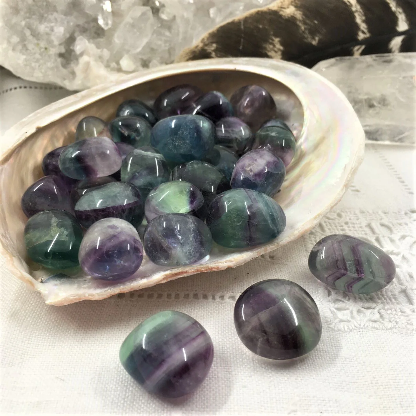 Rainbow Fluorite Tumblestones AA Grade Medium