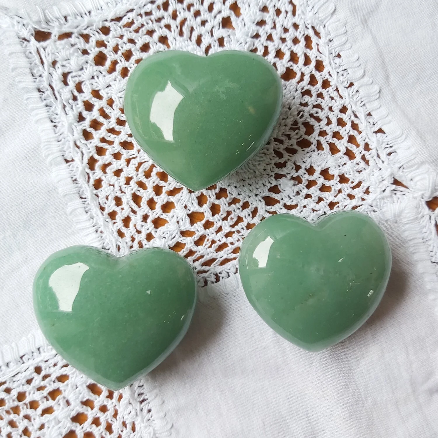Green Aventurine Hearts 40mm