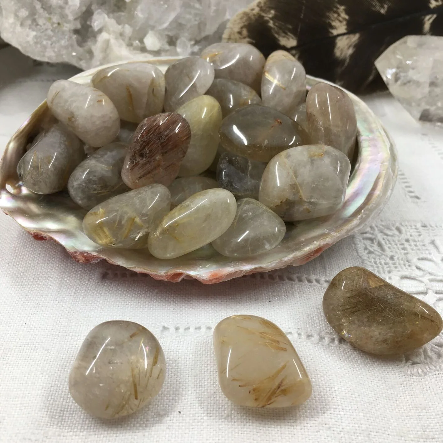 Rutilated Quartz Tumblestones
