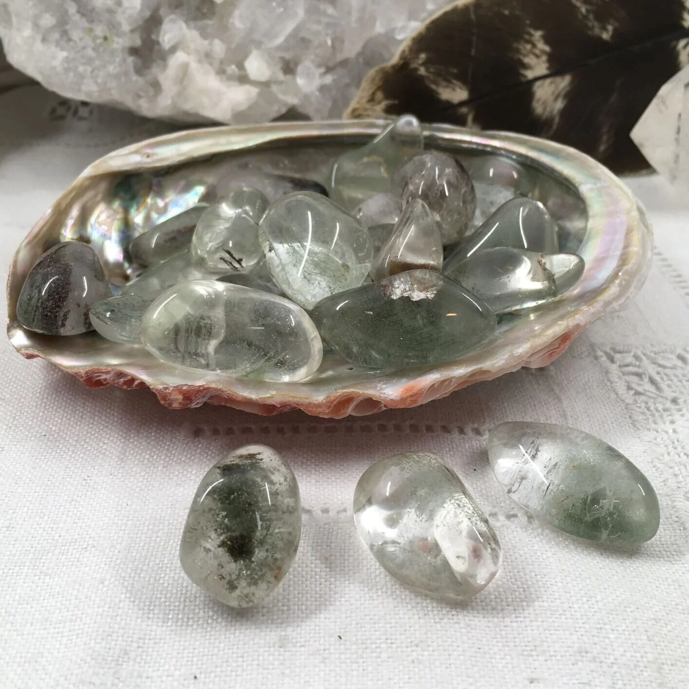 Garden Quartz/Shamanic Dream Quartz/Landscape Quartz/Lodolite Quartz Tumblestones