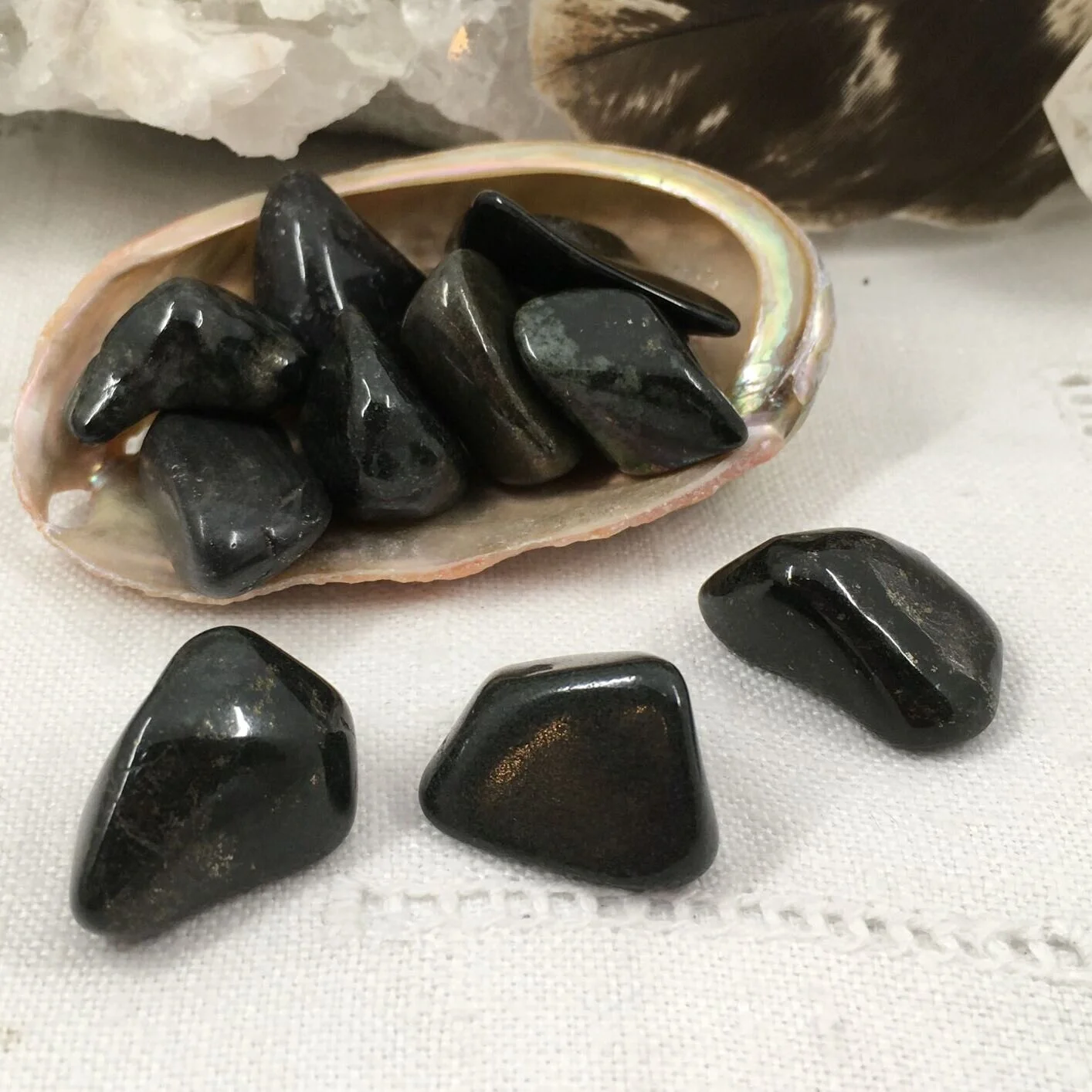 Midnight Lemurian Black Jade Tumblestones