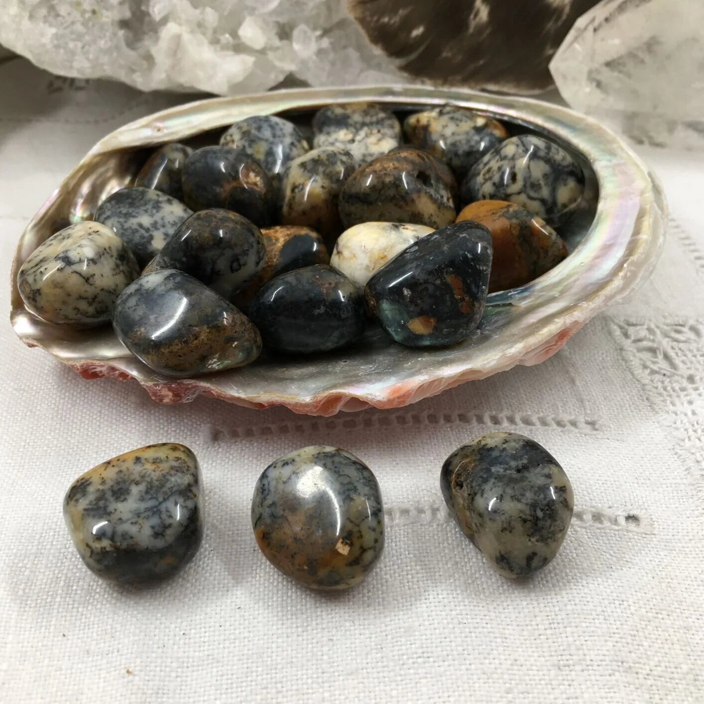Golden Merlinite tumblestones