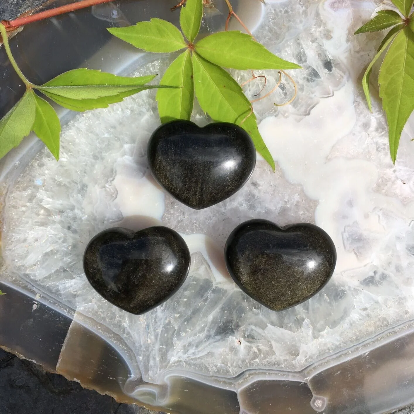 Gold Sheen Obsidian Heart 30mm