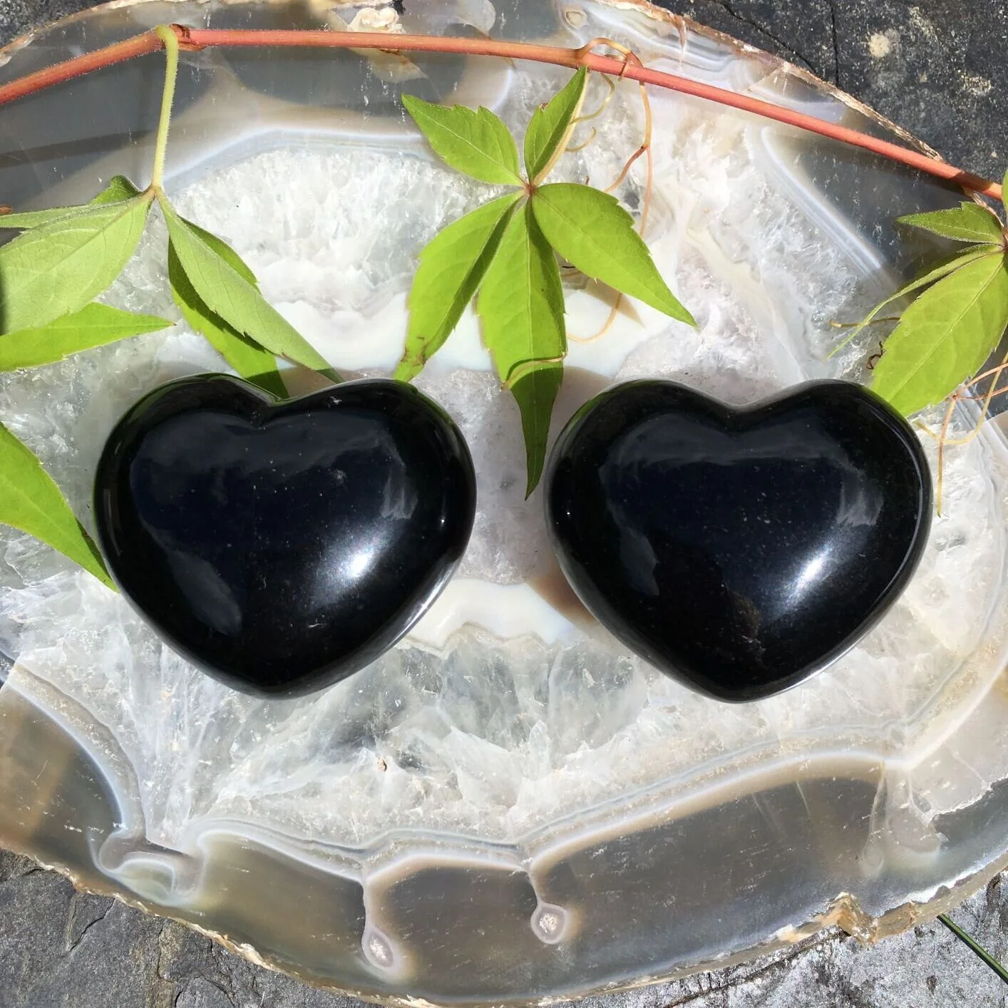 Black Obsidian Puff Heart 45mm