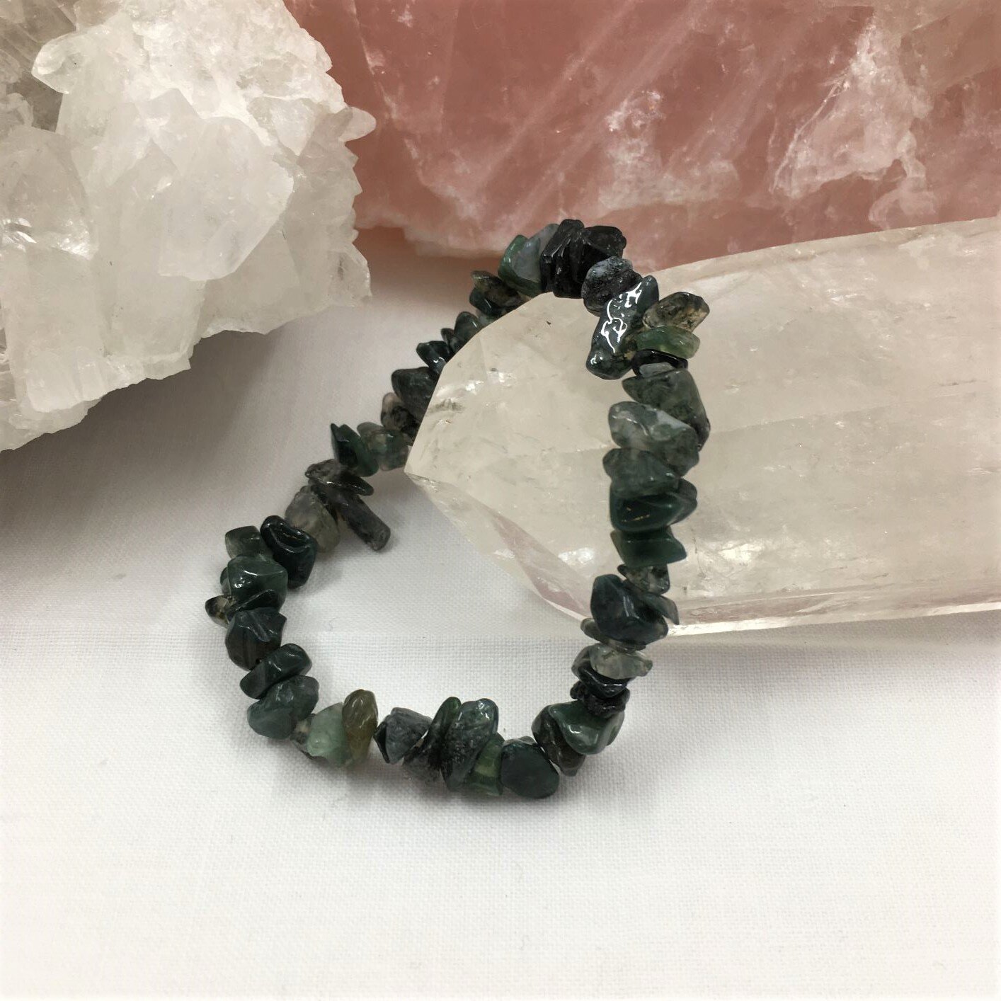 Moss Agate Gemchip Bracelet