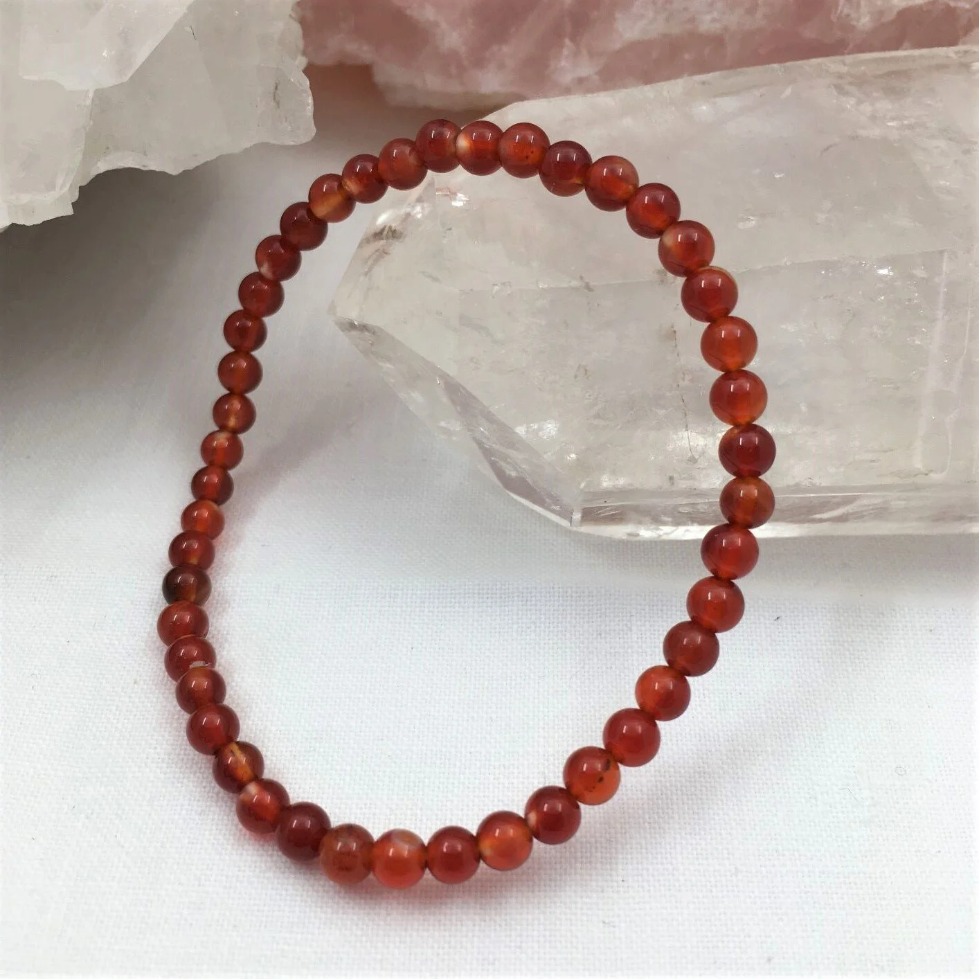 Carnelian Bead Bracelet 4mm