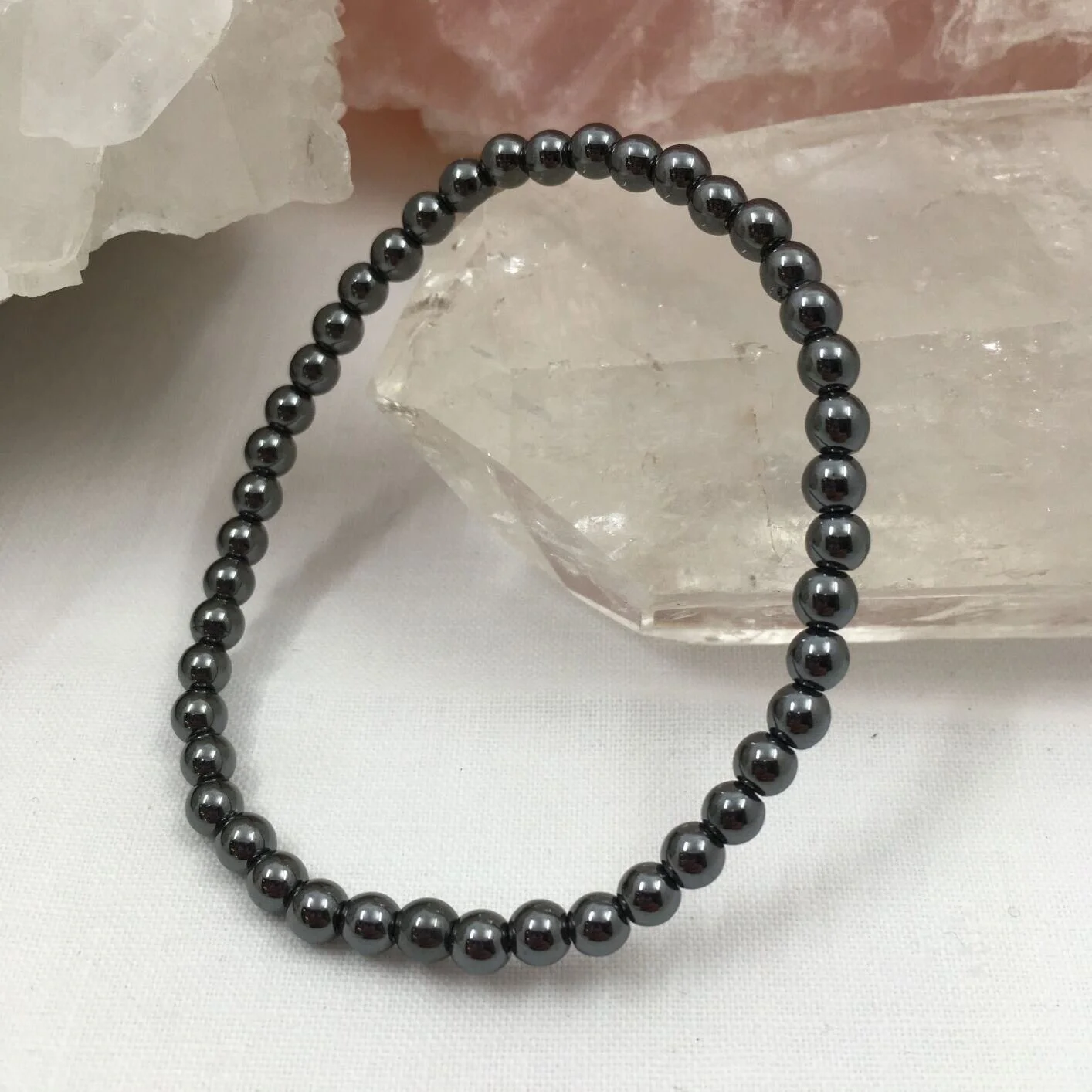 Hematite Bead Bracelet 4mm