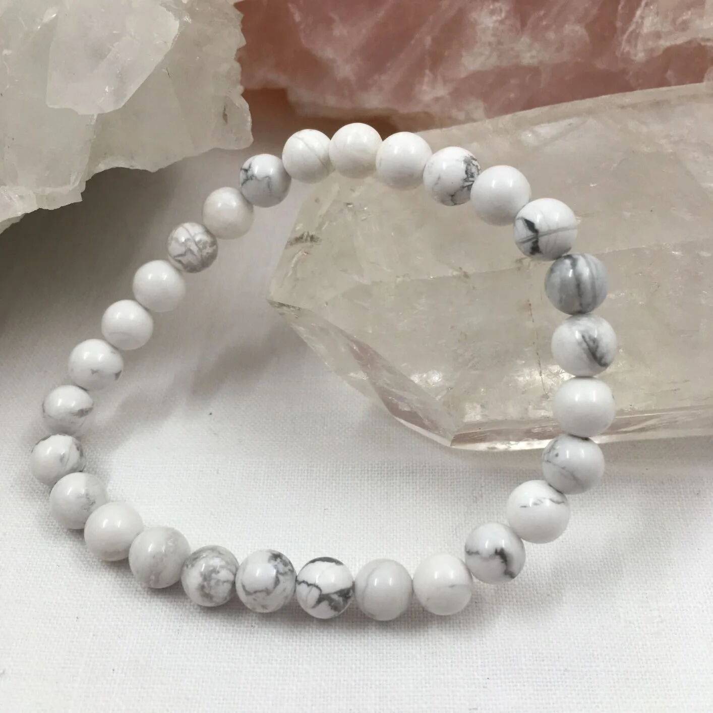 Howlite Bead Bracelet 6mm