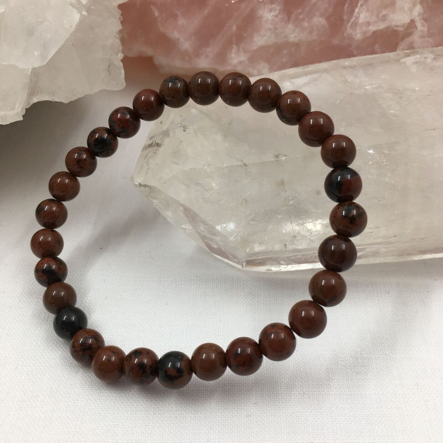 Mahogany Obsidian Bead Bracelet 6mm