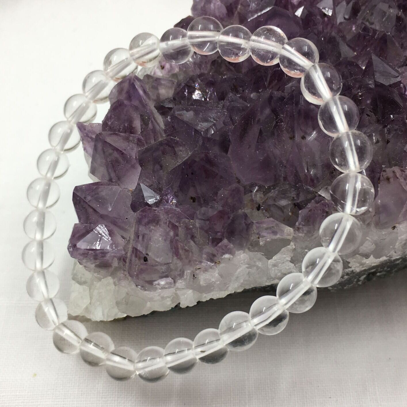 Quartz Bead Bracelet 6mm