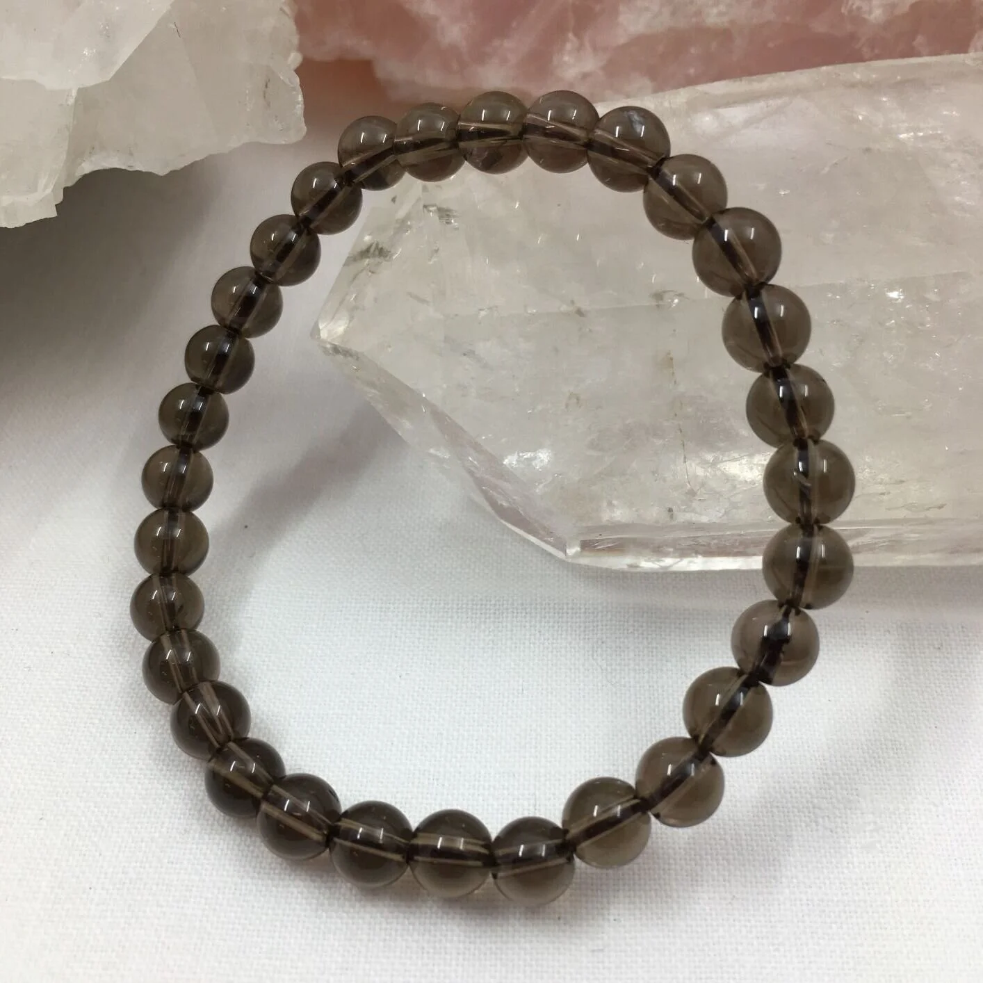 Smoky Quartz Bead Bracelet 6mm