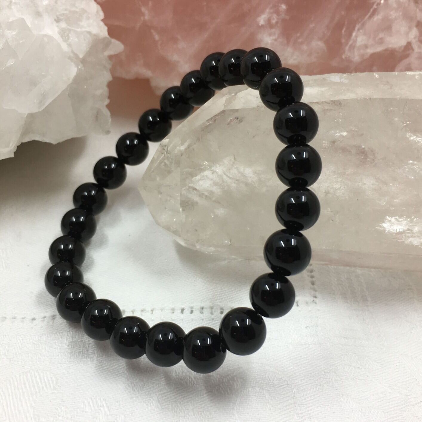 Black Onyx Bead Bracelet 8mm