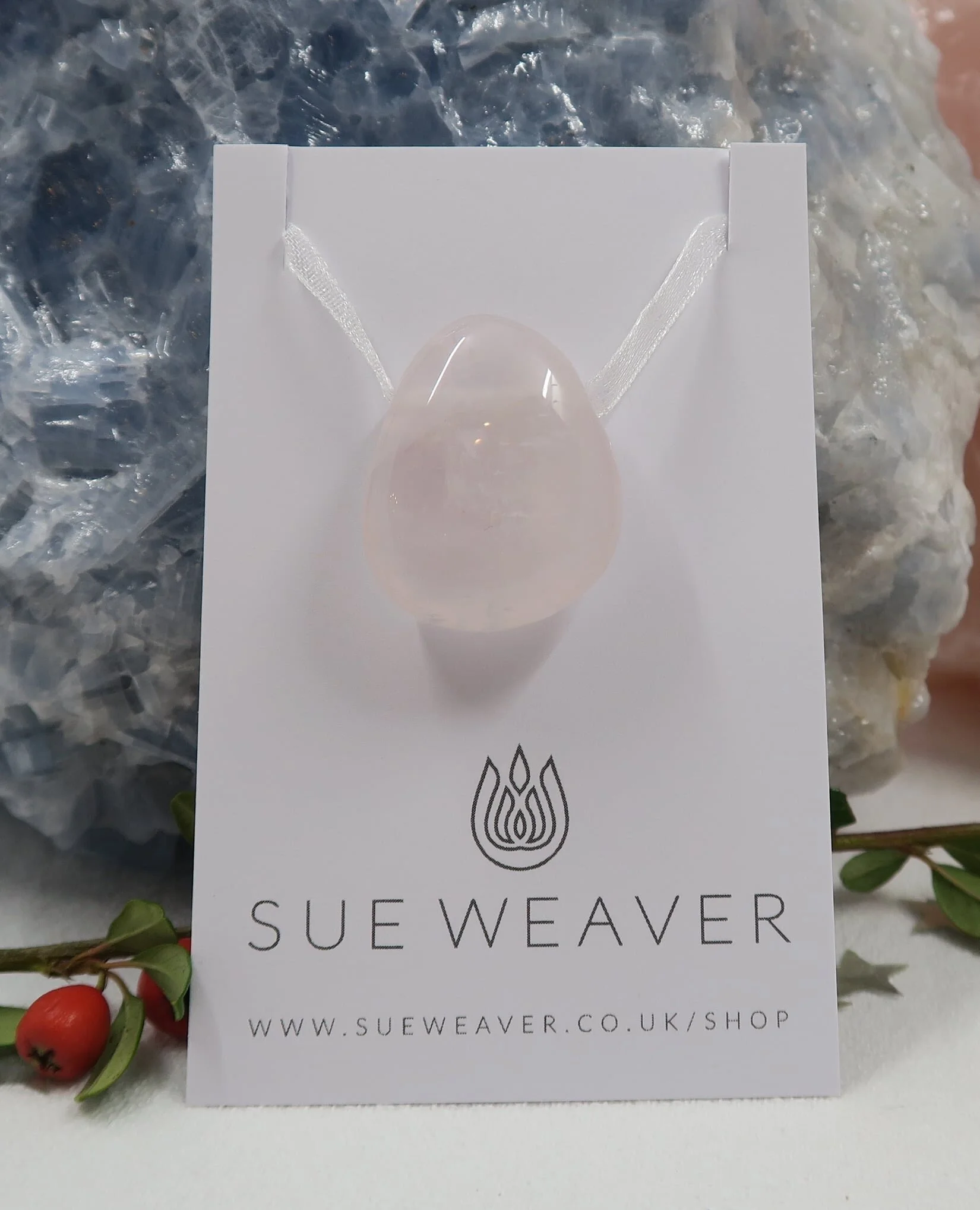 Rose Quartz Drilled Pebble Pendant
