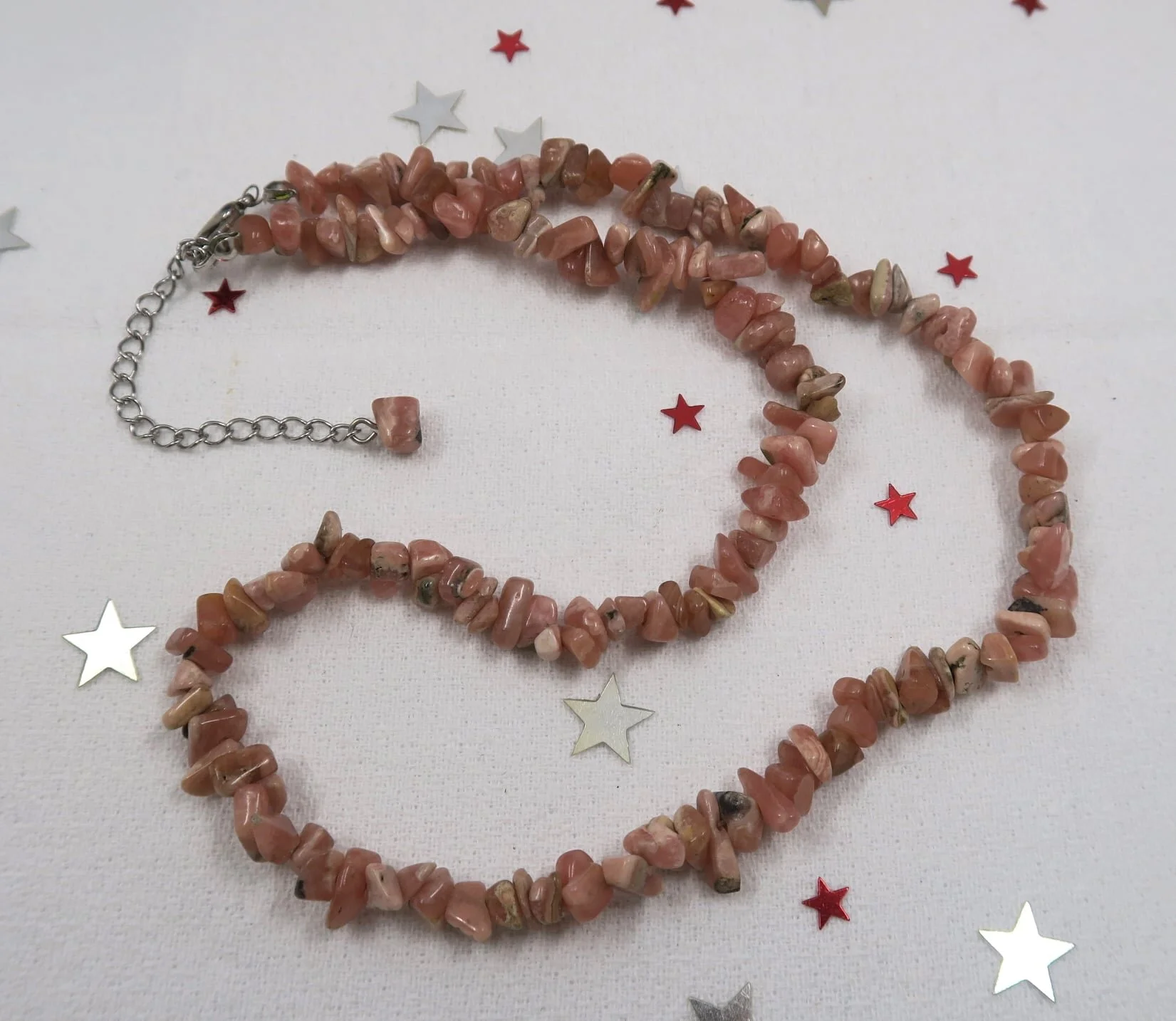 Rhodocrosite Gemchip Necklace