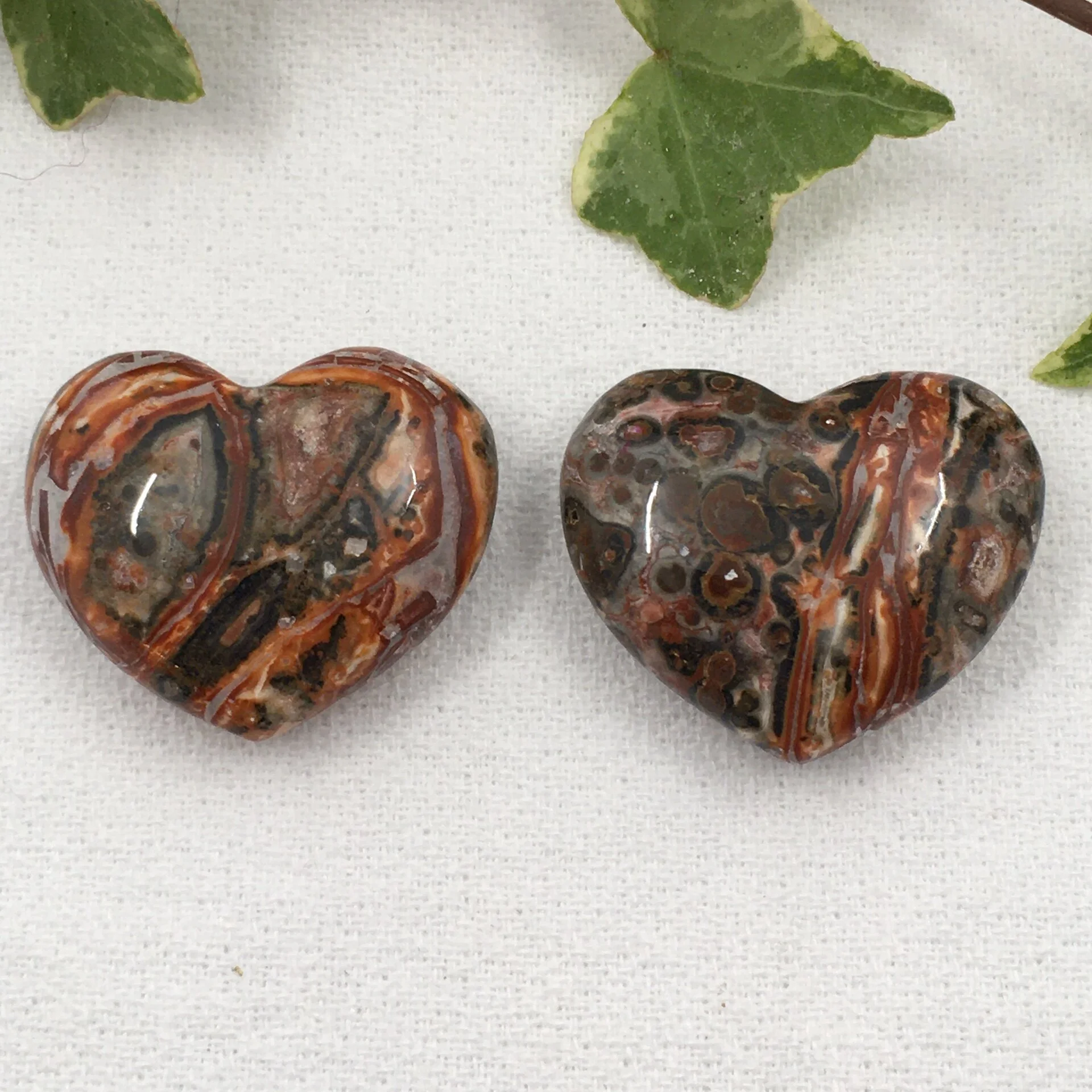 Leopardskin Jasper Hearts 32mm