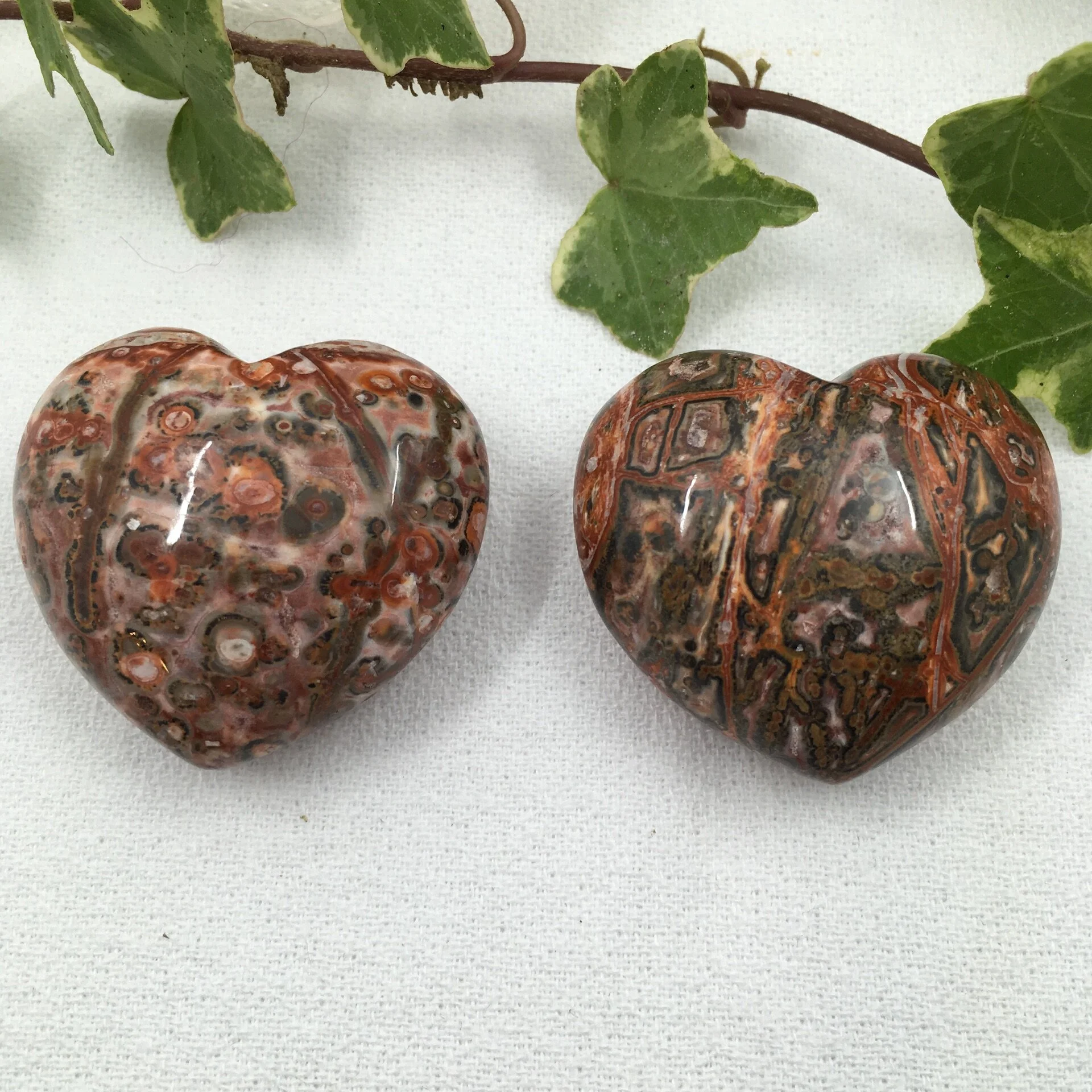 Leopardskin Jasper Hearts 40mm