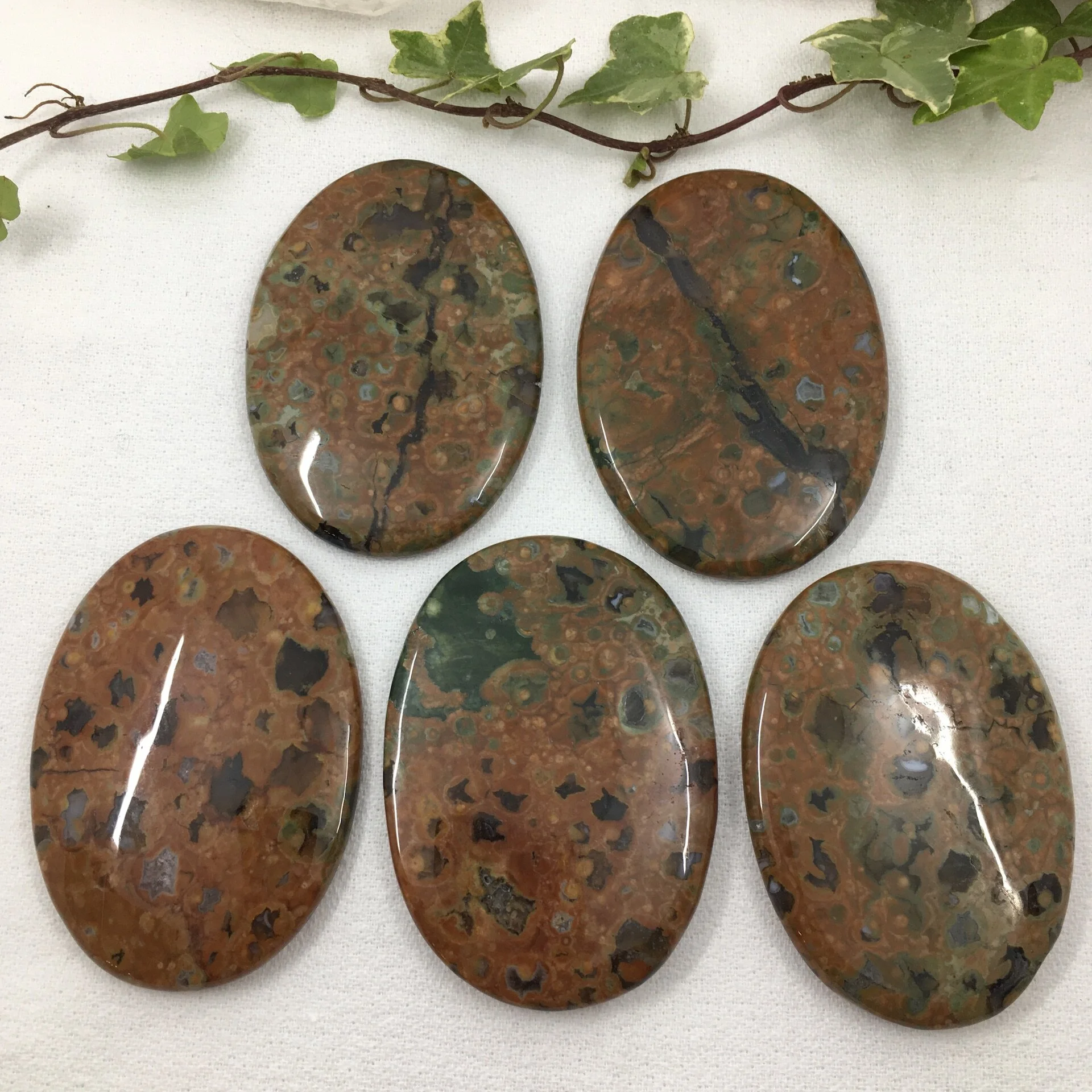 Rhyolite / Rainforest Jasper Palmstone 4 - 8