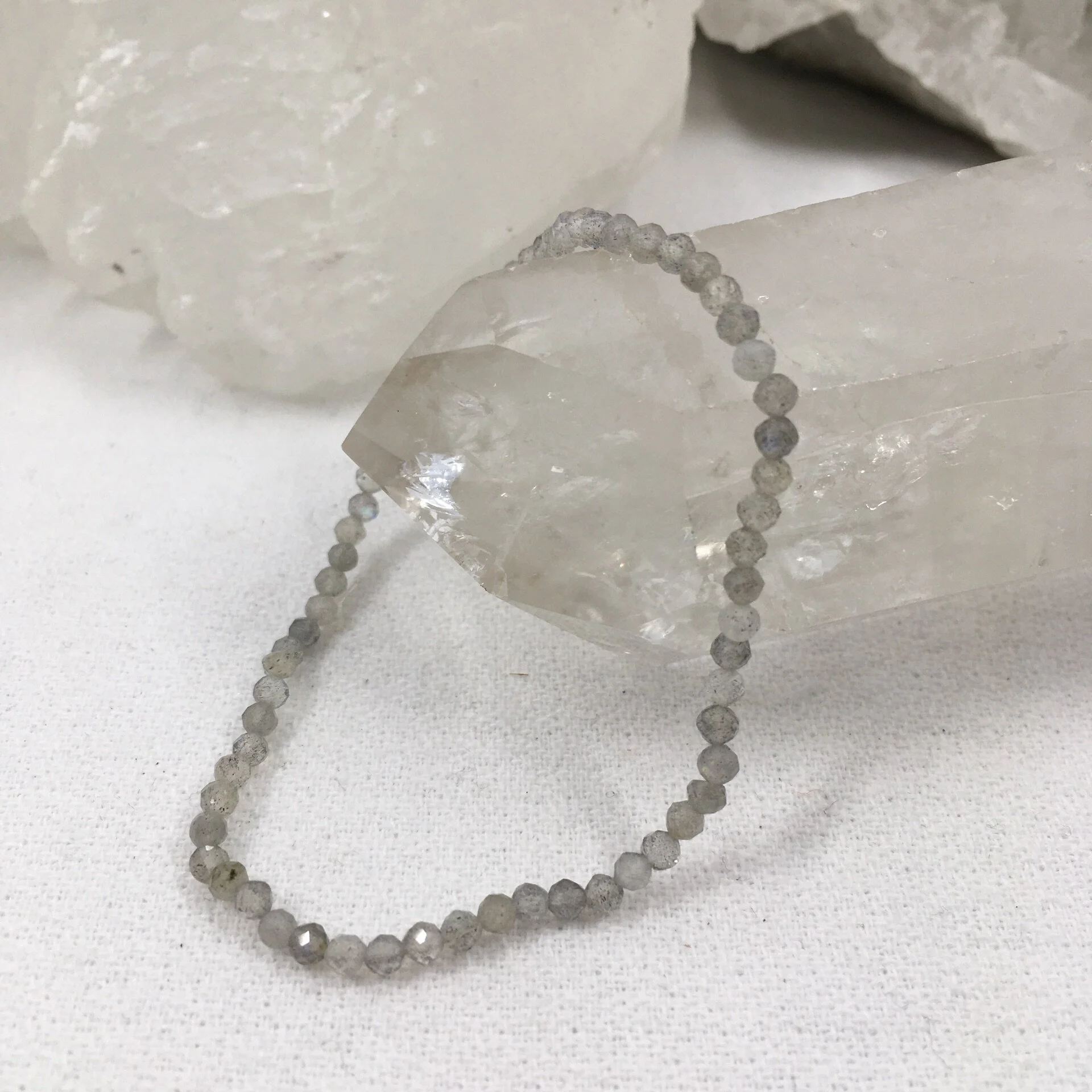 Labradorite Faceted Bead Bracelet 3mm