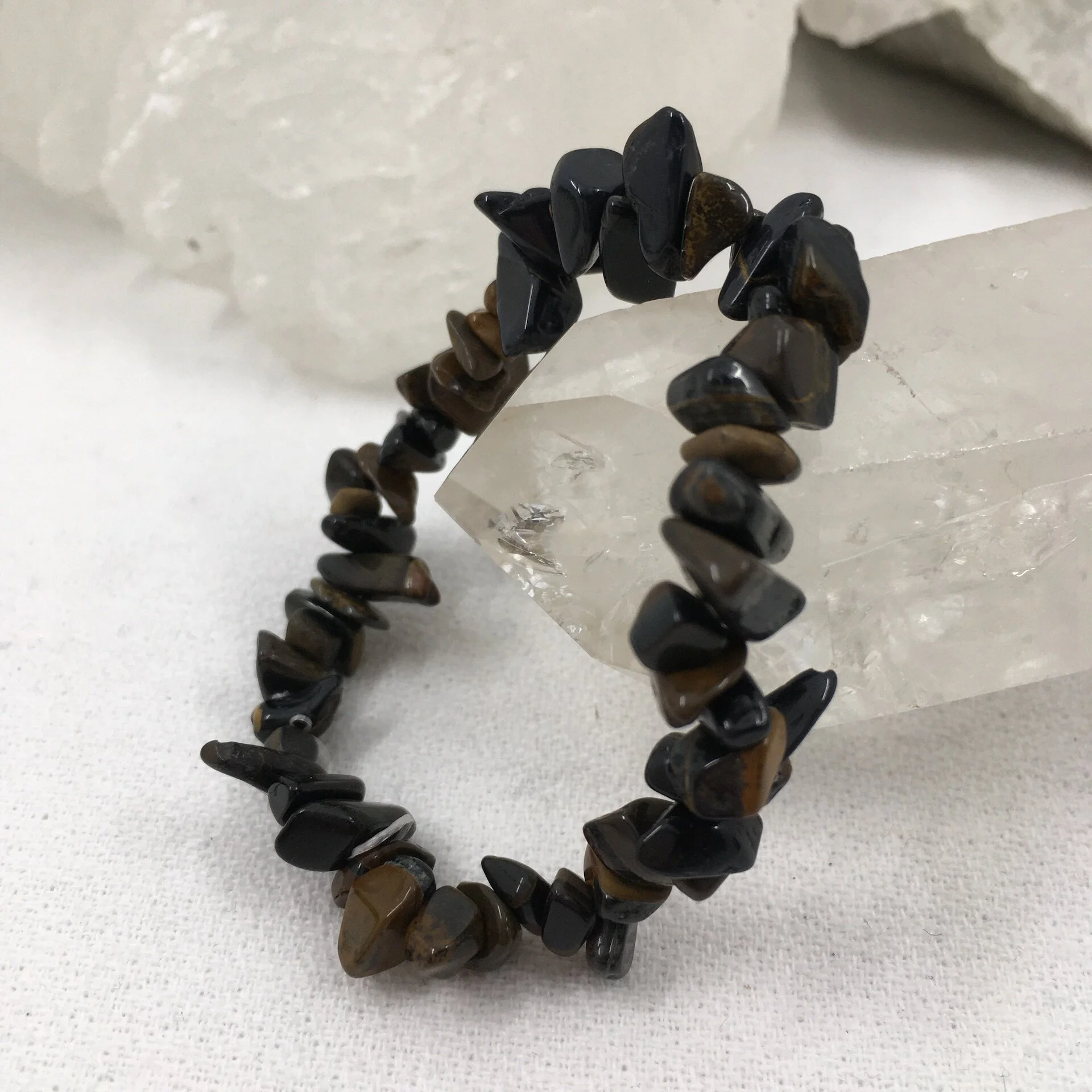 Gold & Blue Mix Tiger's Eye Gemchip Bracelet