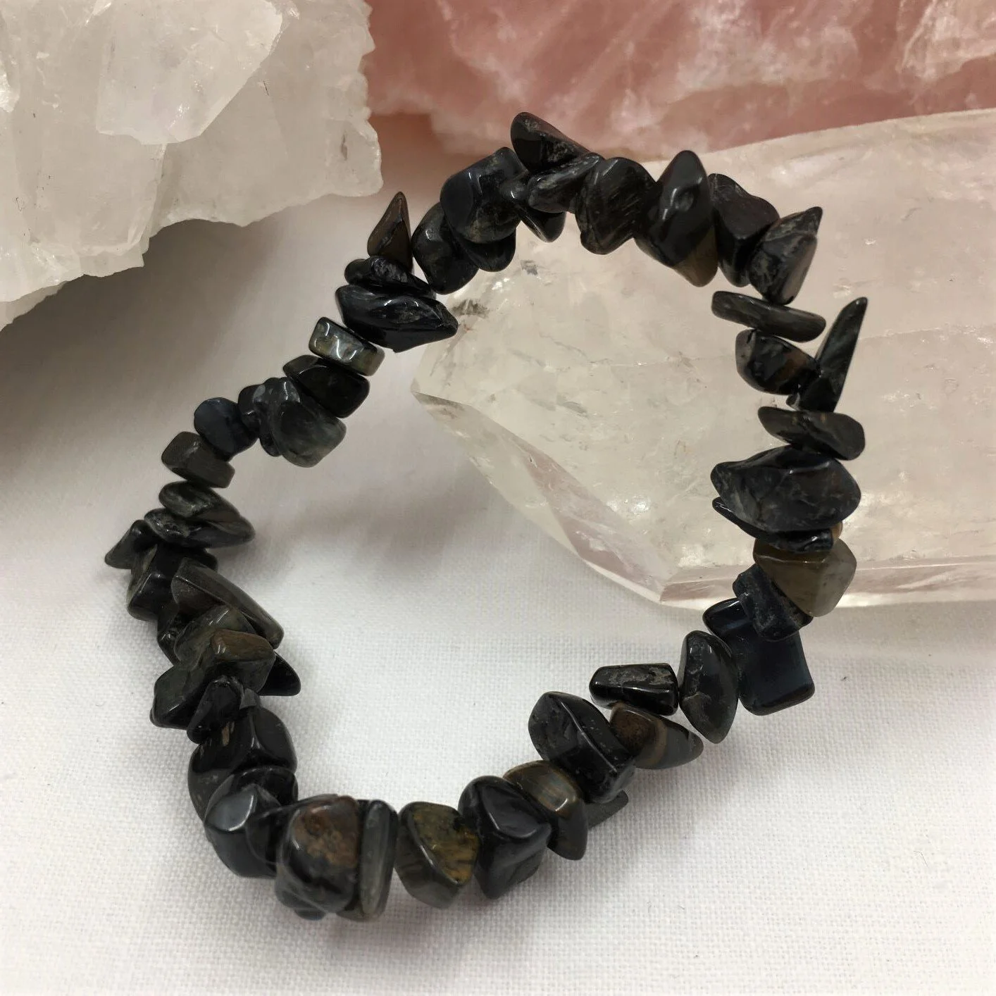 Blue Tiger's Eye/Hawk's Eye Gemchip Bracelet
