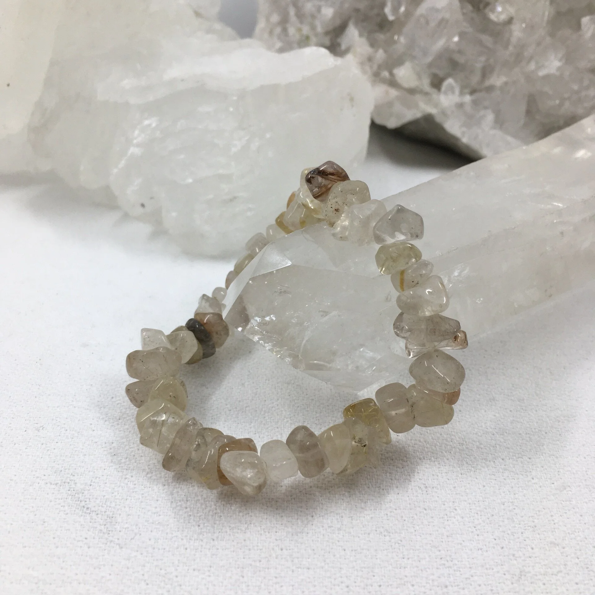 Rutilated Quartz Gemchip Bracelet