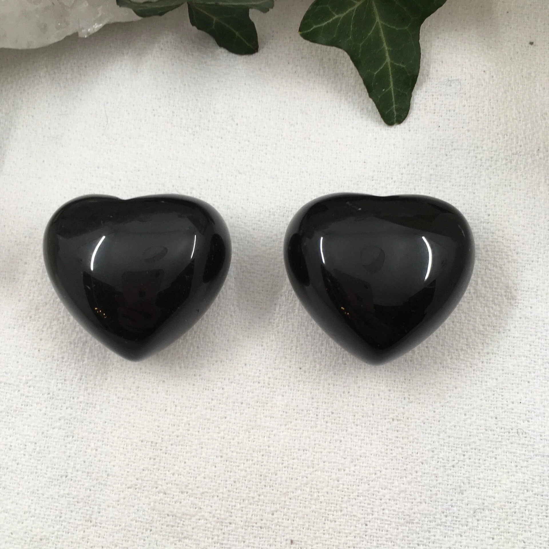 Black Obsidian Puff Heart 30mm