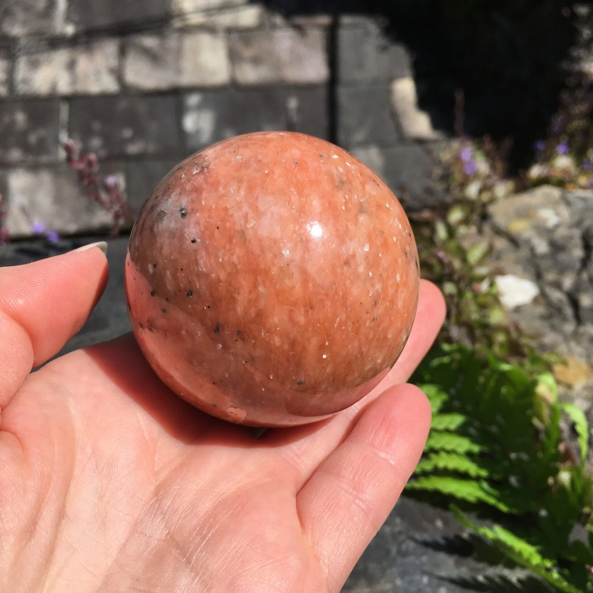 Apricot Calcite Sphere 2f.jpeg