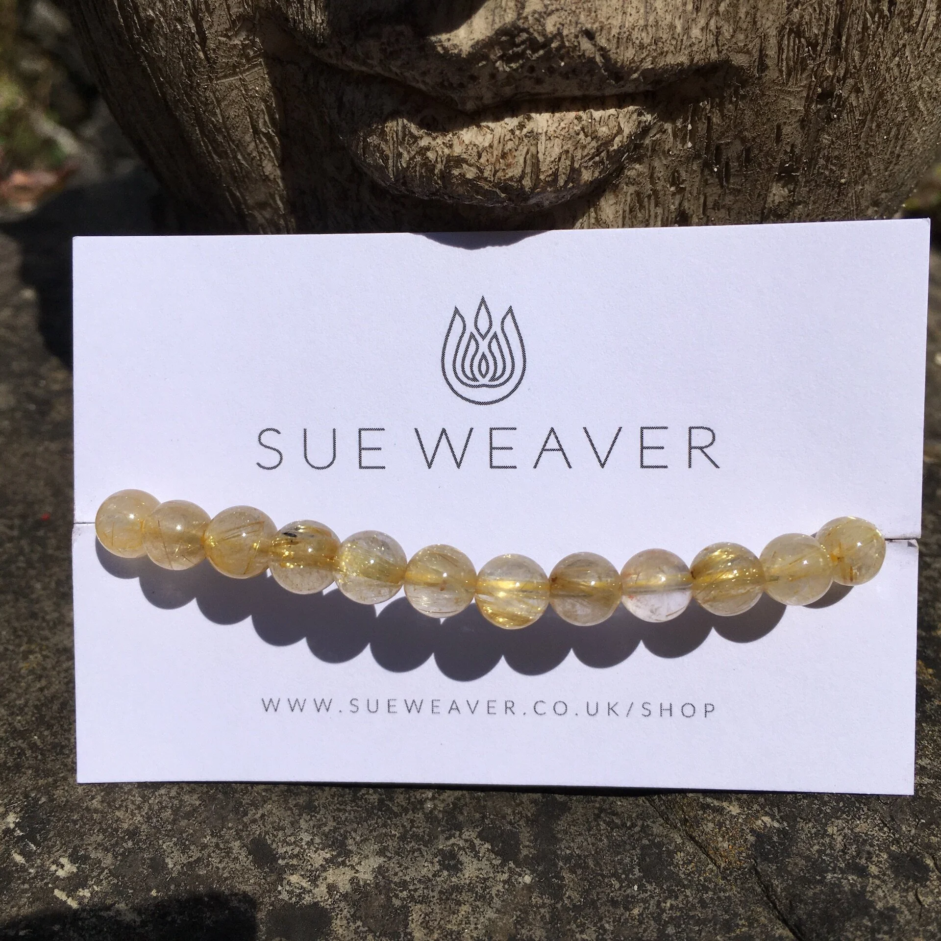Rutilated Quartz Bead Bracelet 6mm