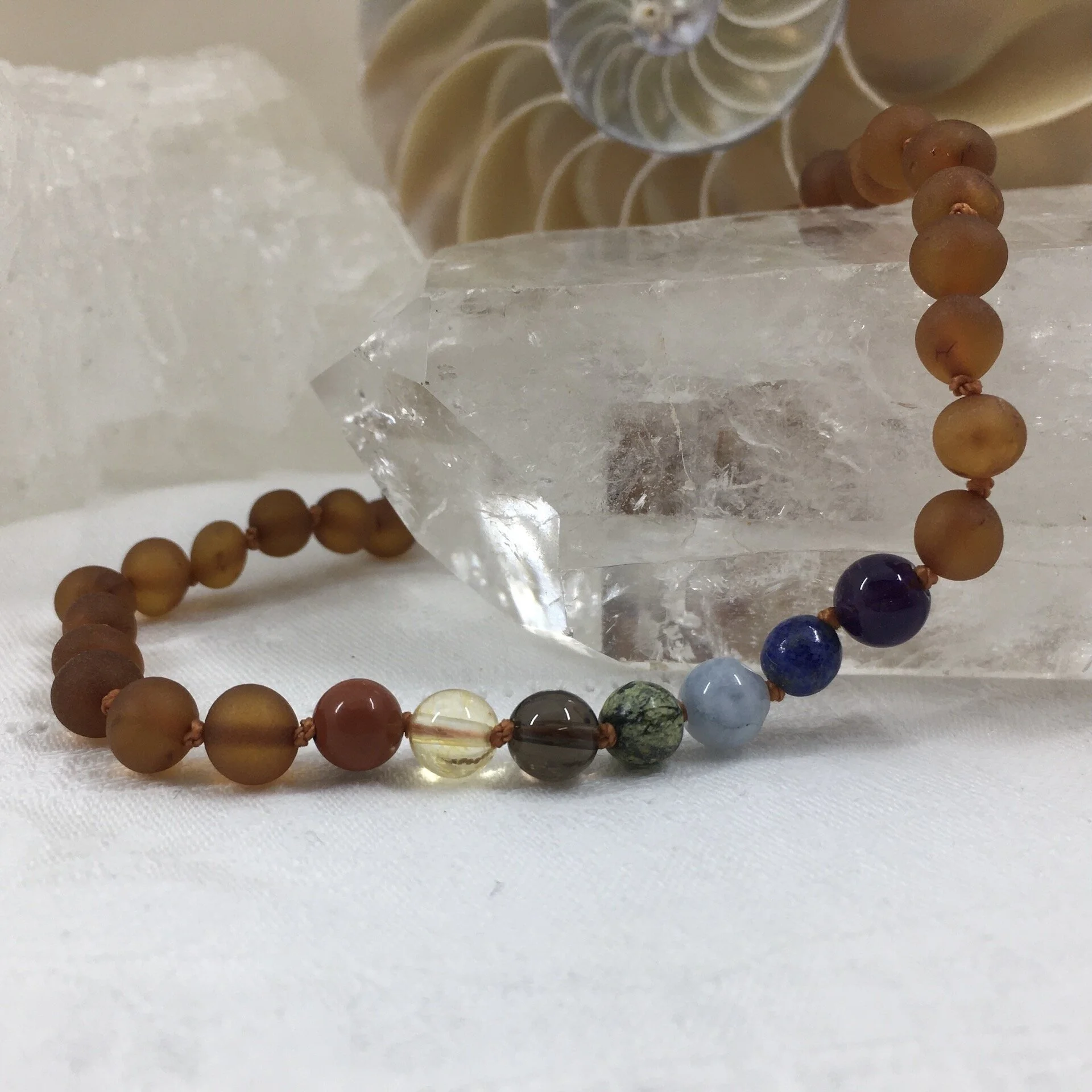 Cognac Amber Chakra Necklace 40cm - child, teen, adult *