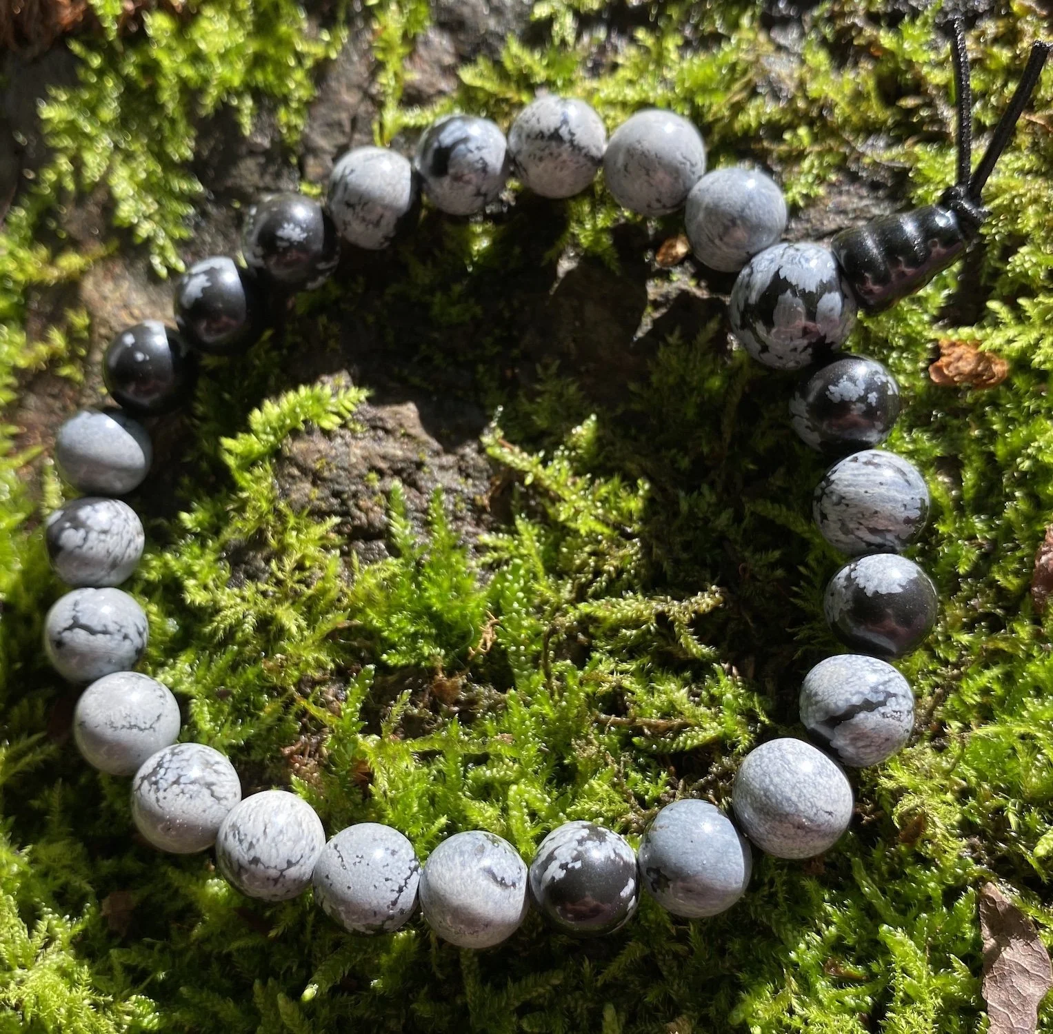 Snowflake Obsidian Power Bead Bracelet