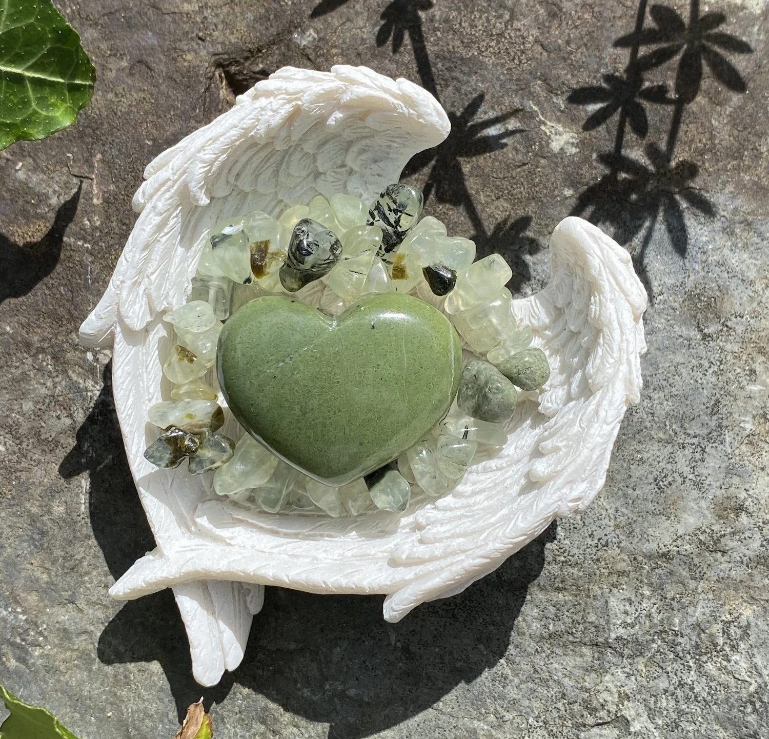 Gift Set - Prehnite bracelet and Jade crystal heart